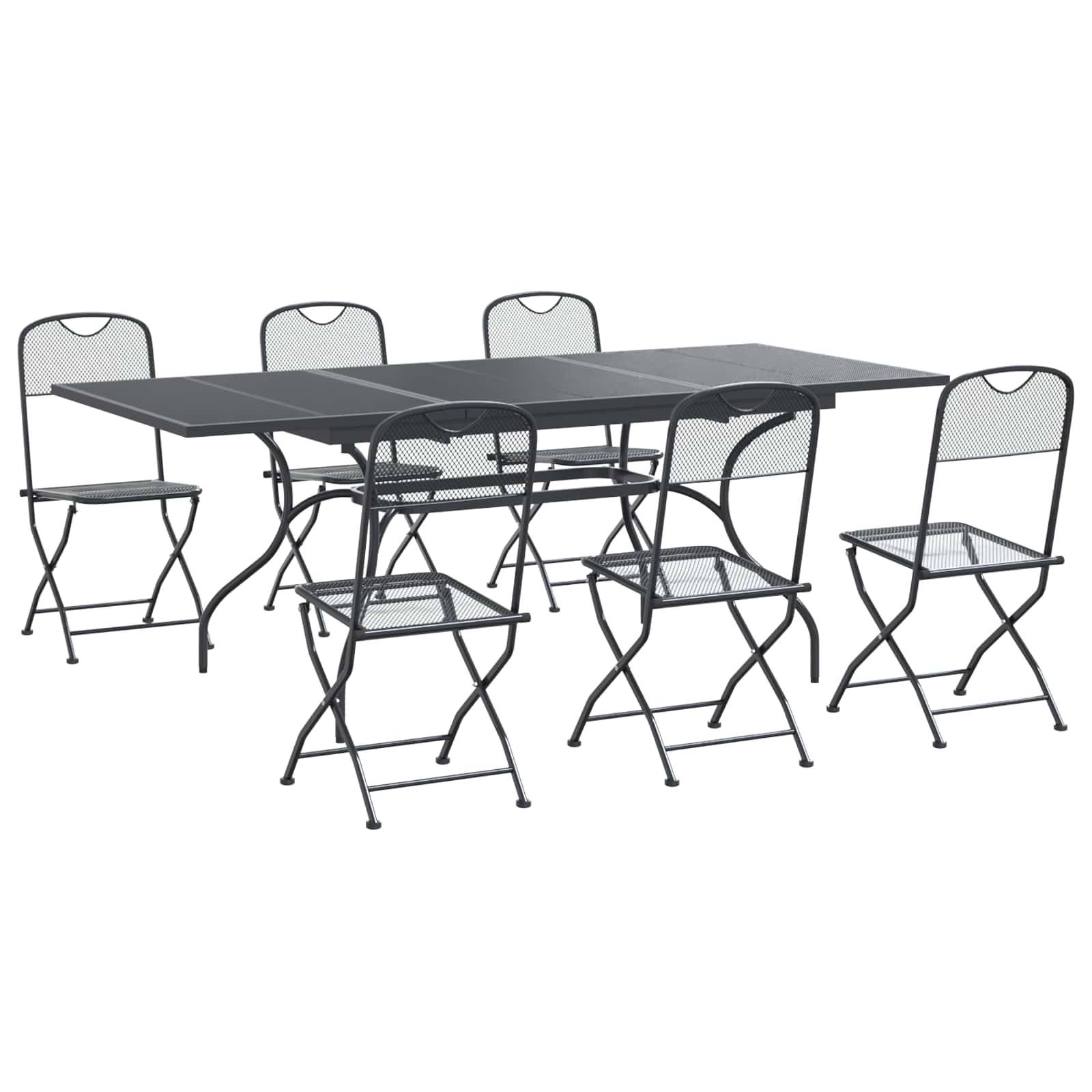 vidaXL Garten Essgruppe 7 pcs Anthrazit 212 x 90 x 76 cm