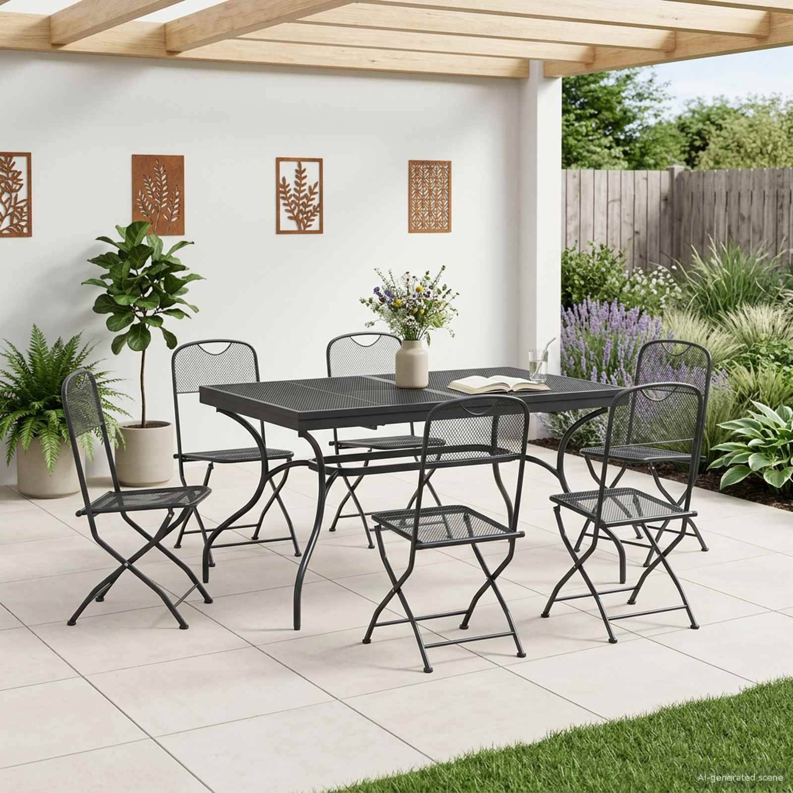 vidaXL Garten Essgruppe 7 pcs Anthrazit 212 x 90 x 76 cm