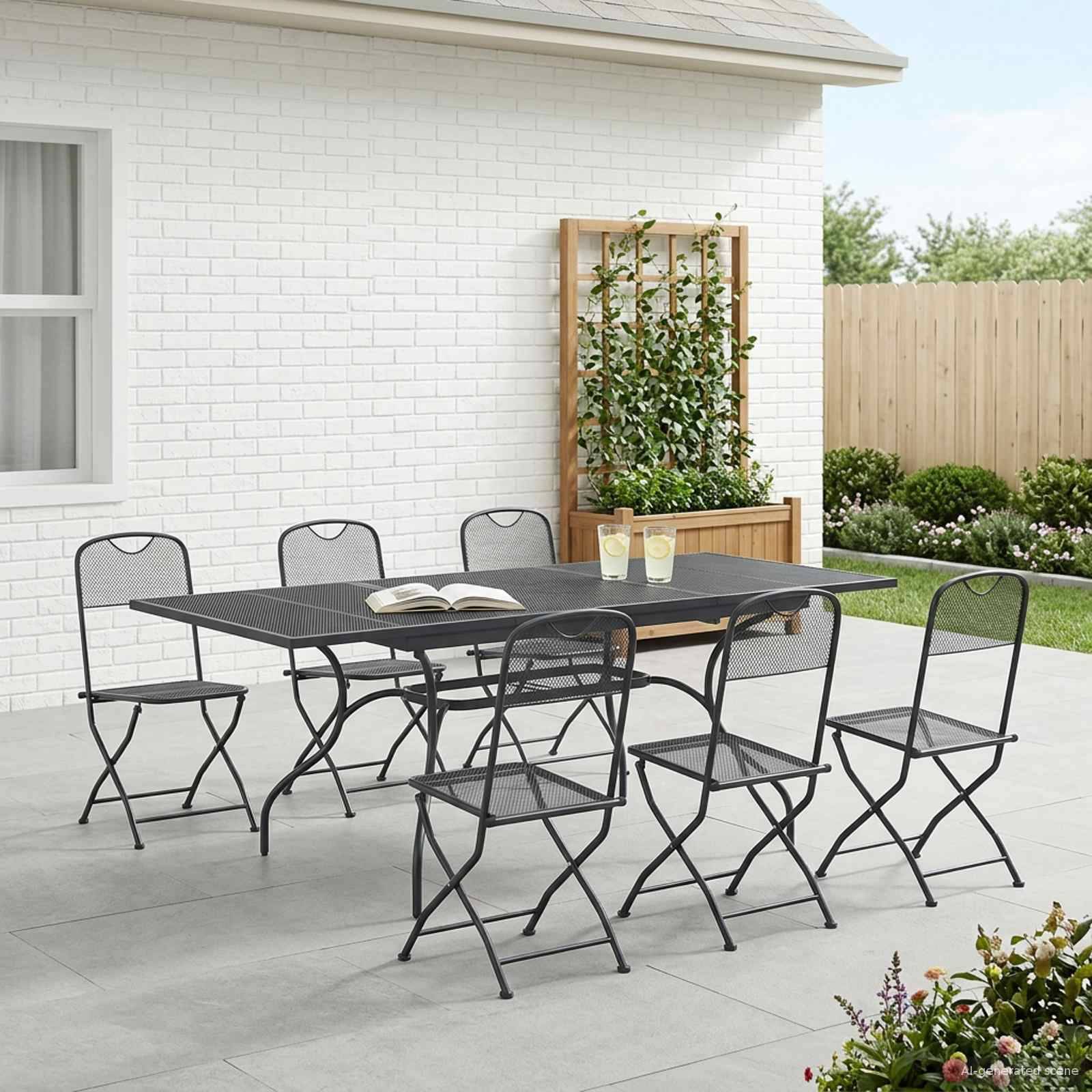 vidaXL Garten Essgruppe 7 pcs Anthrazit 212 x 90 x 76 cm