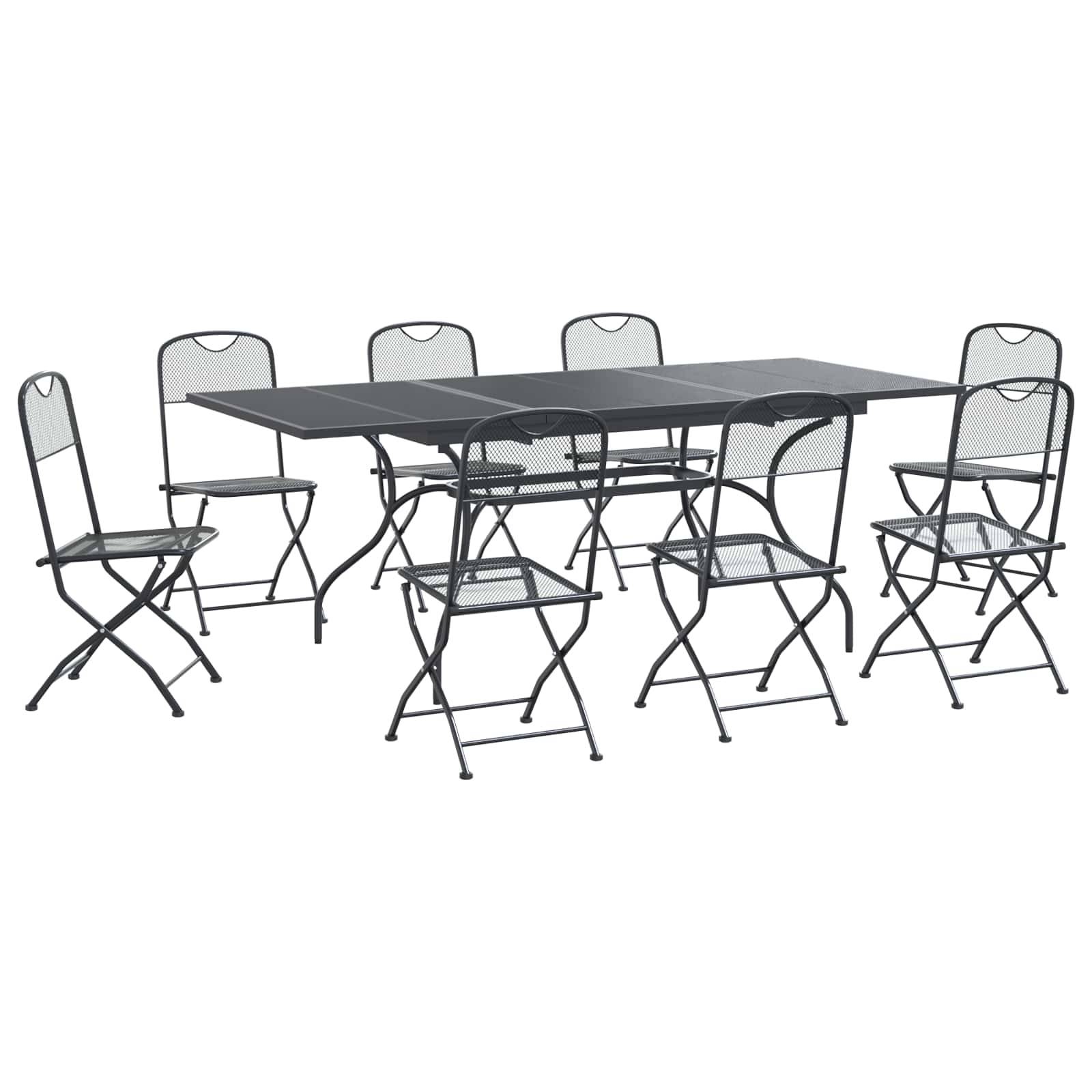 vidaXL Garten Essgruppe 9 pcs Anthrazit 212 x 90 x 76 cm