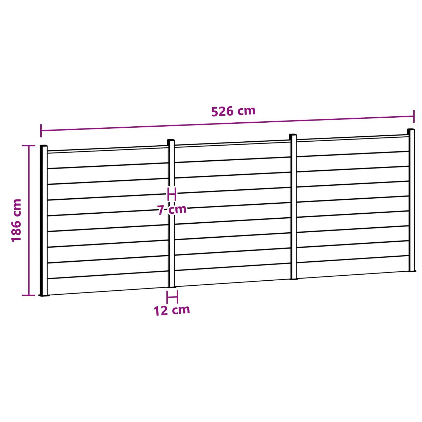 vidaXL Zaunelement 3 pcs WPC und Aluminium Schwarz