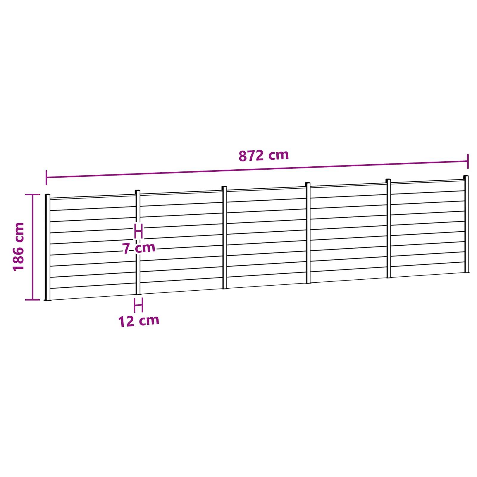 vidaXL Zaunelement 5 pcs WPC und Aluminium Schwarz