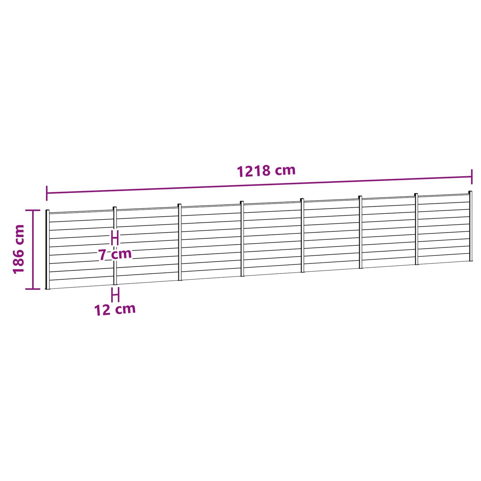vidaXL Zaunelement 7 pcs WPC und Aluminium Grau