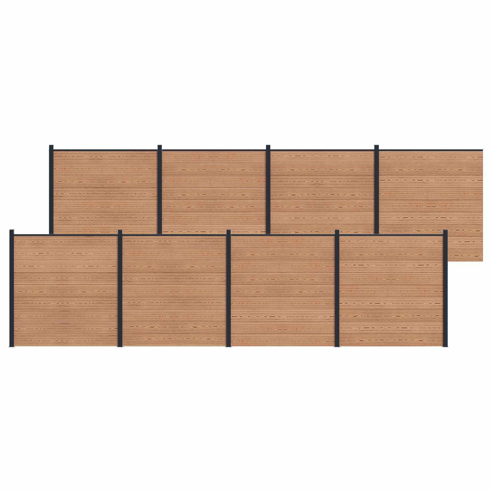 vidaXL Zaunelement 8 pcs WPC und Aluminium Braun