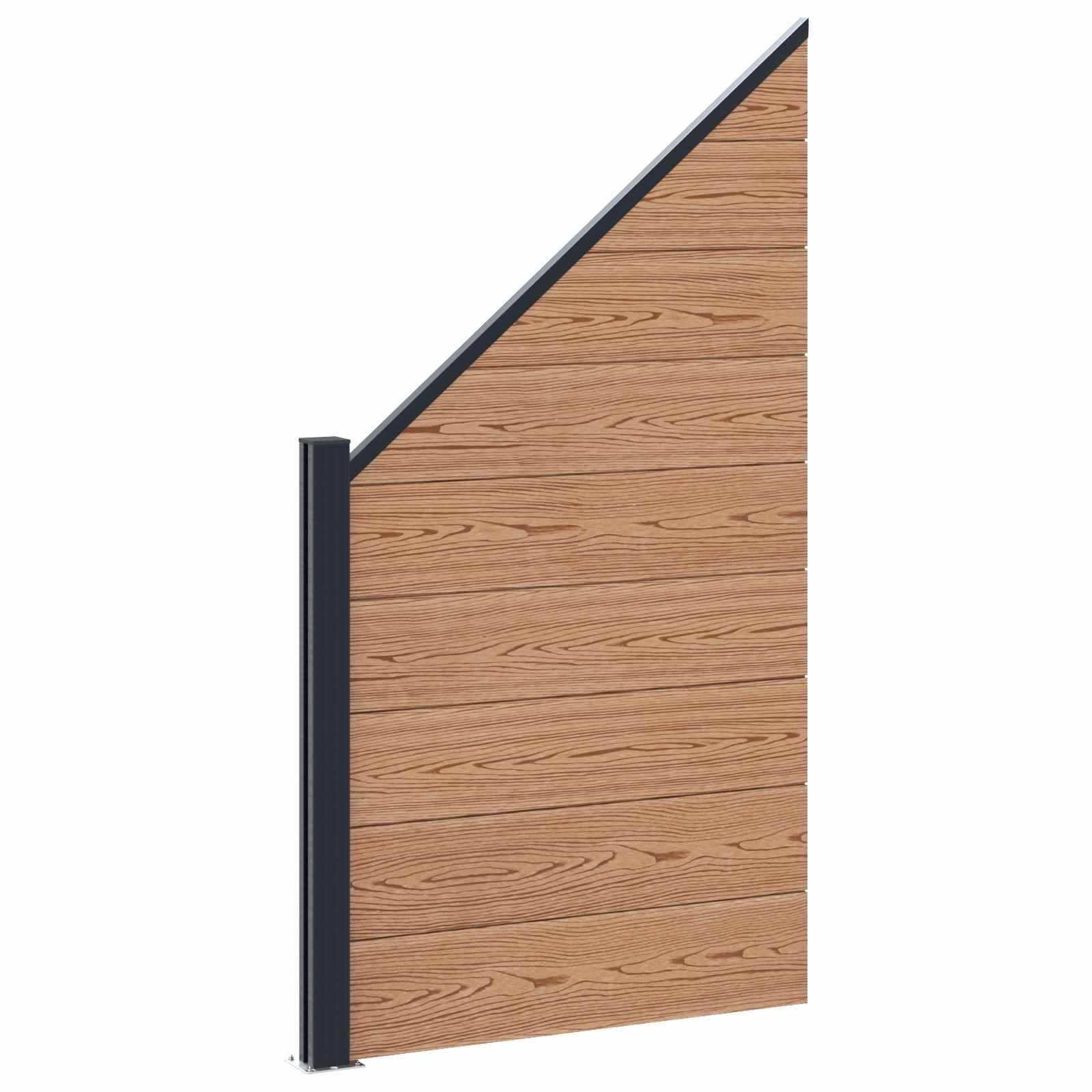 vidaXL Zaunelement 3 pcs WPC und Aluminium Braun