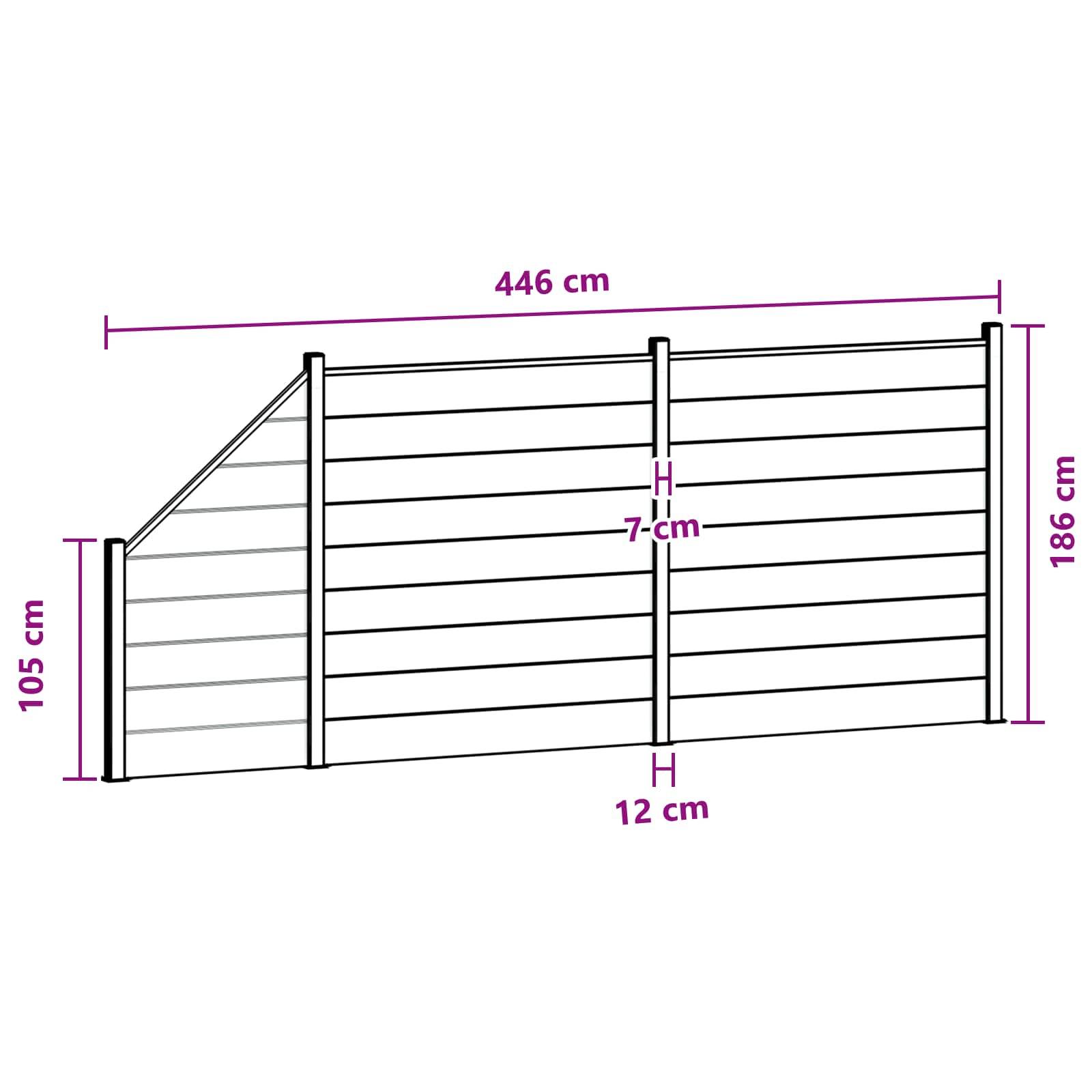 vidaXL Zaunelement 3 pcs WPC und Aluminium Braun
