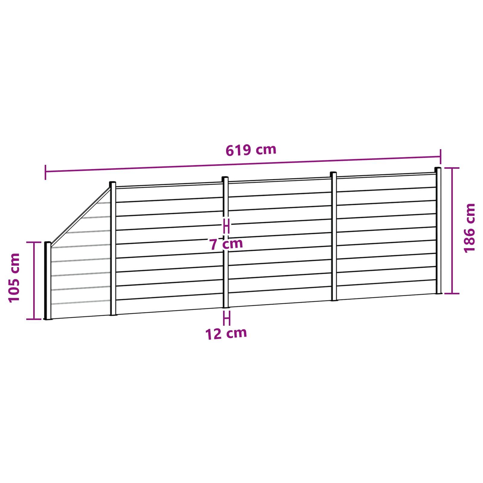 vidaXL Zaunelement 4 pcs WPC und Aluminium Schwarz