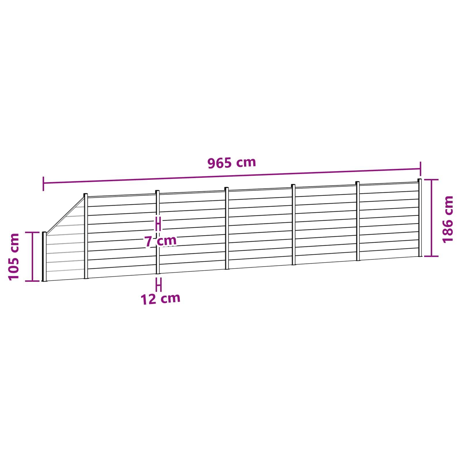 vidaXL Zaunelement 6 pcs WPC und Aluminium Schwarz