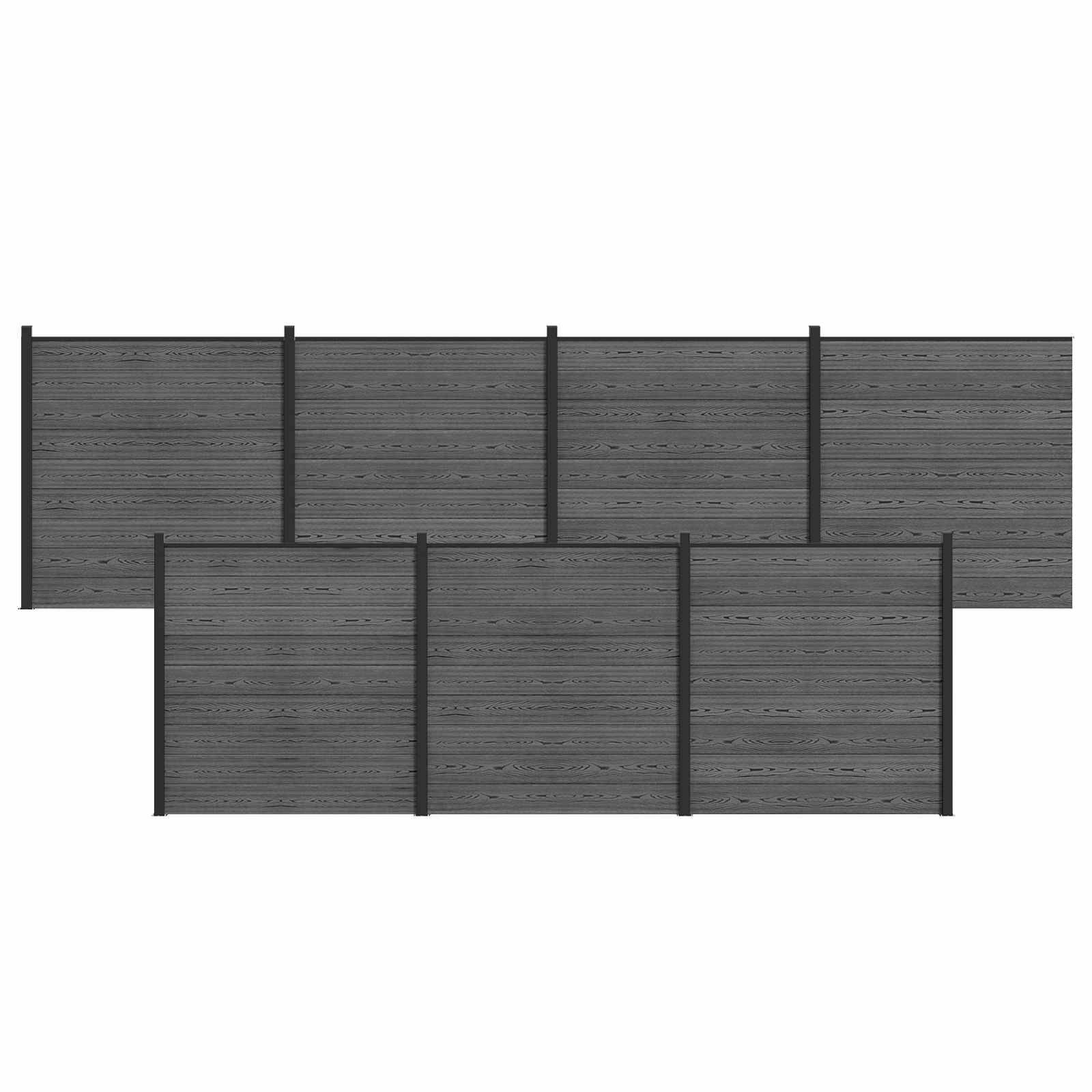 vidaXL Zaunelement 7 pcs WPC und Aluminium Grau