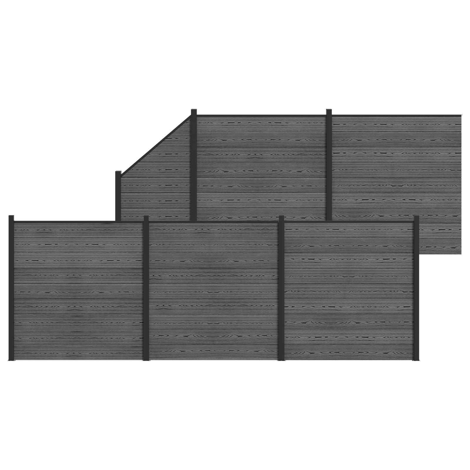 vidaXL Zaunelement 6 pcs WPC und Aluminium Grau