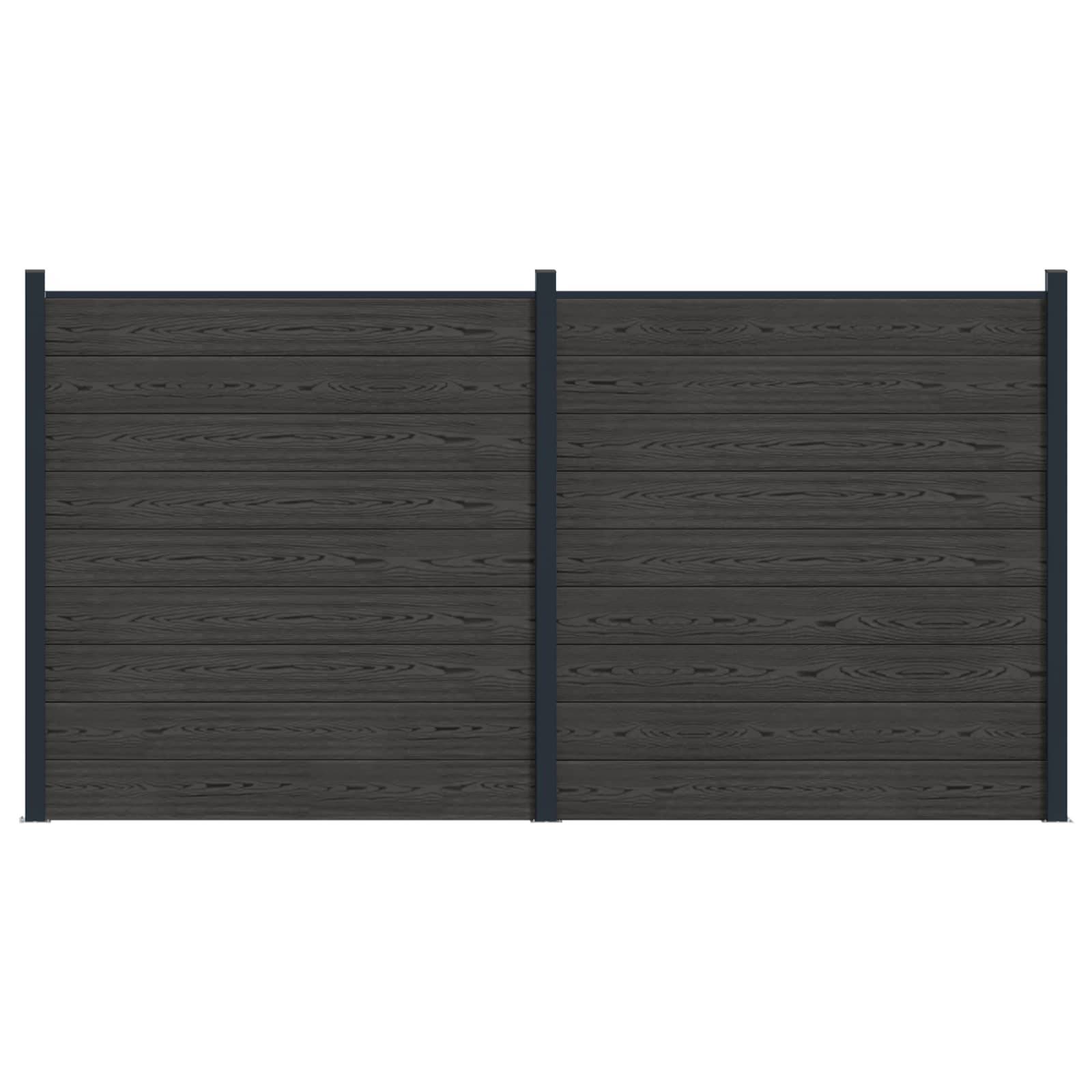 vidaXL Zaunelement 2 pcs WPC und Aluminium Schwarz