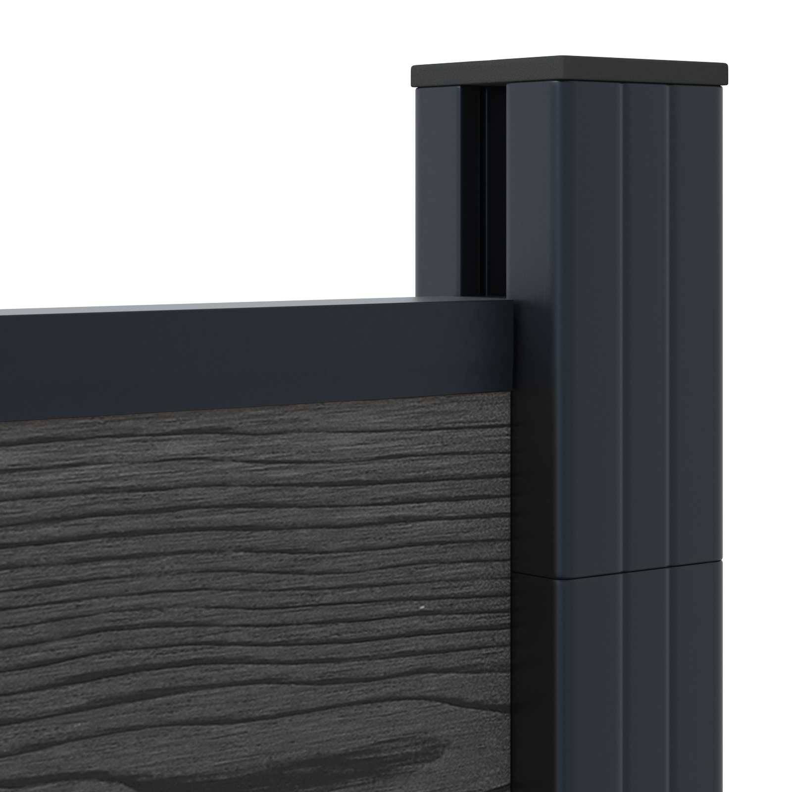 vidaXL Zaunelement 4 pcs WPC und Aluminium Schwarz