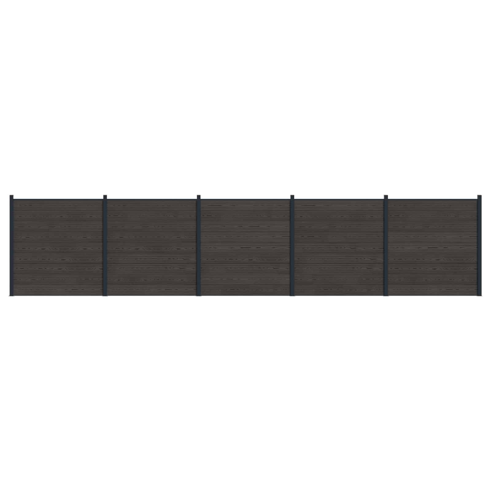 vidaXL Zaunelement 5 pcs WPC und Aluminium Schwarz