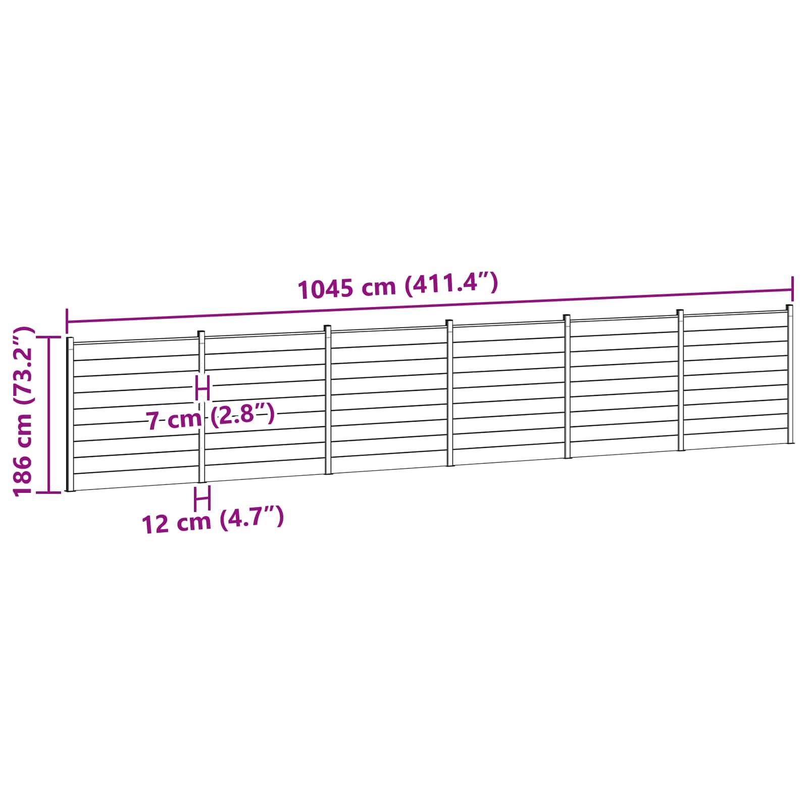 vidaXL Zaunelement 6 pcs WPC und Aluminium Schwarz