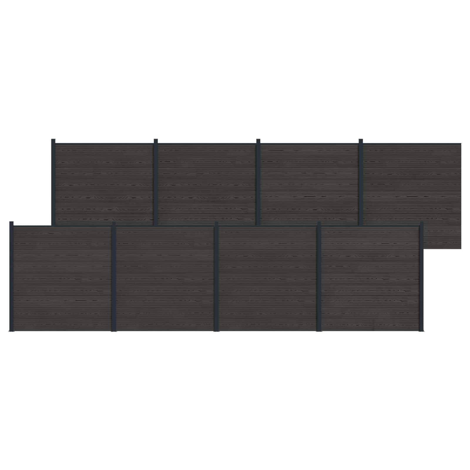vidaXL Zaunelement 8 pcs WPC und Aluminium Schwarz