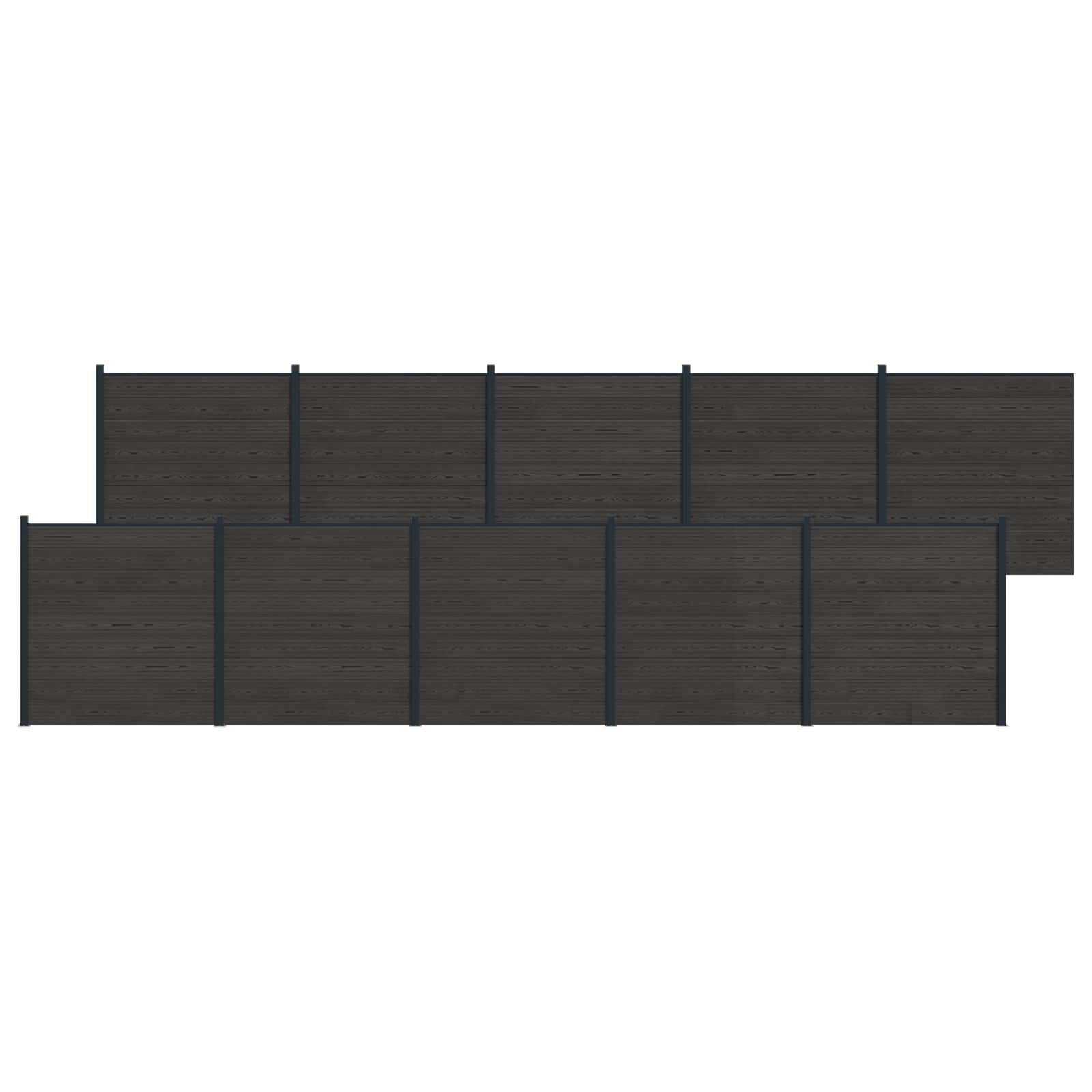 vidaXL Zaunelement 10 pcs WPC und Aluminium Schwarz
