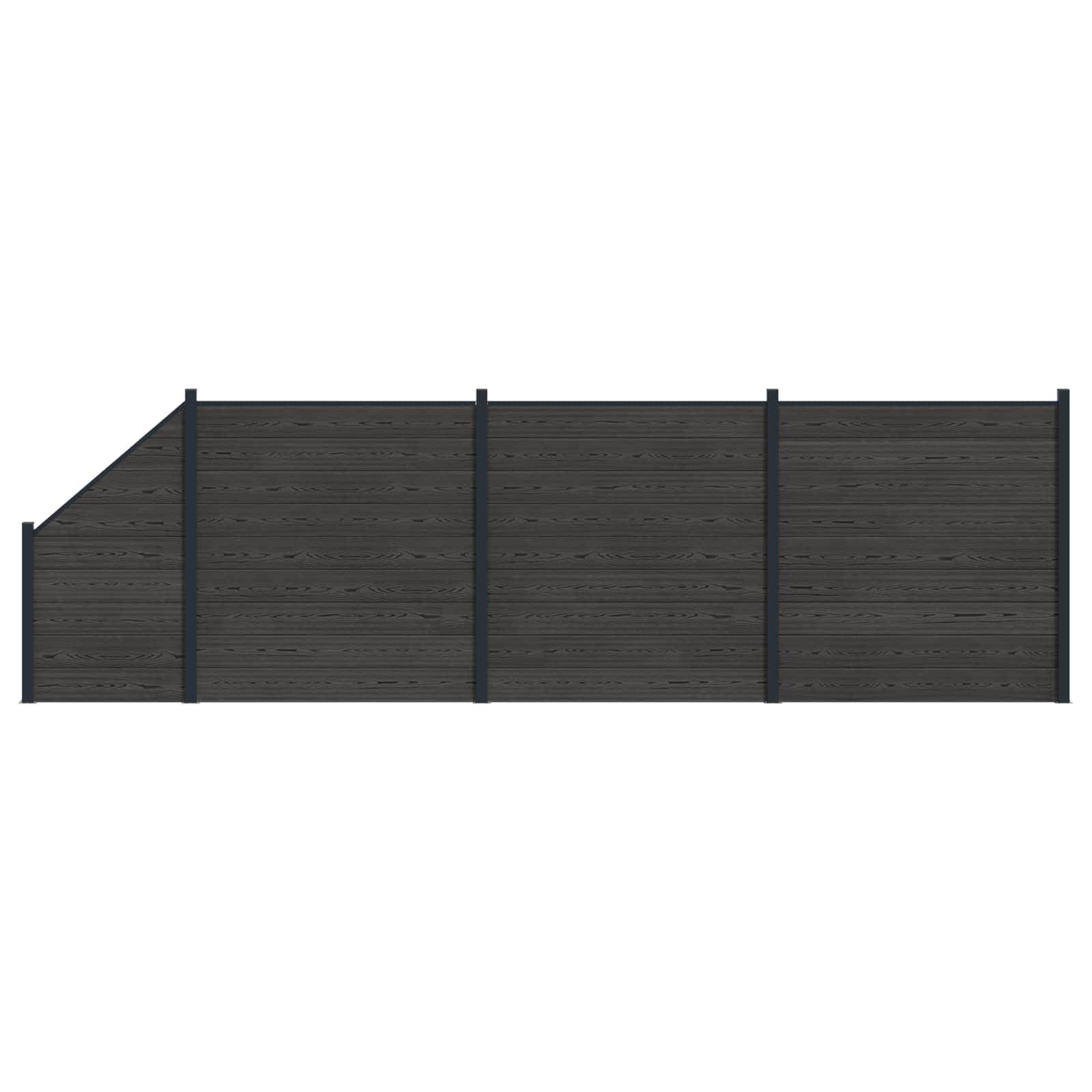 vidaXL Zaunelement 4 pcs WPC und Aluminium Schwarz