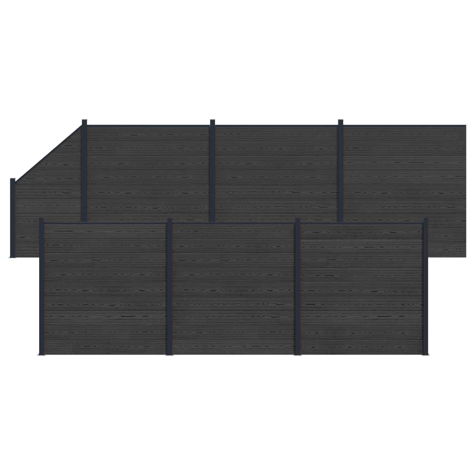 vidaXL Zaunelement 7 pcs WPC und Aluminium Schwarz