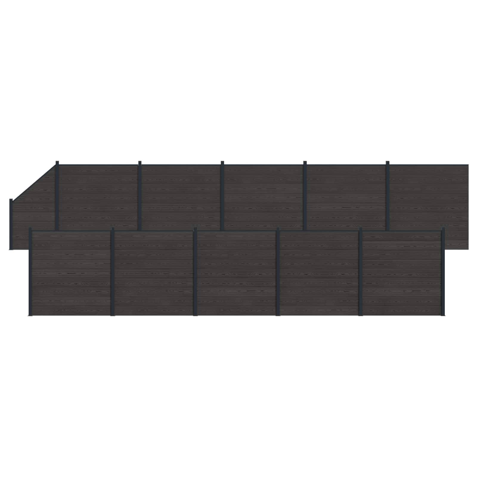 vidaXL Zaunelement 11 pcs WPC und Aluminium Schwarz