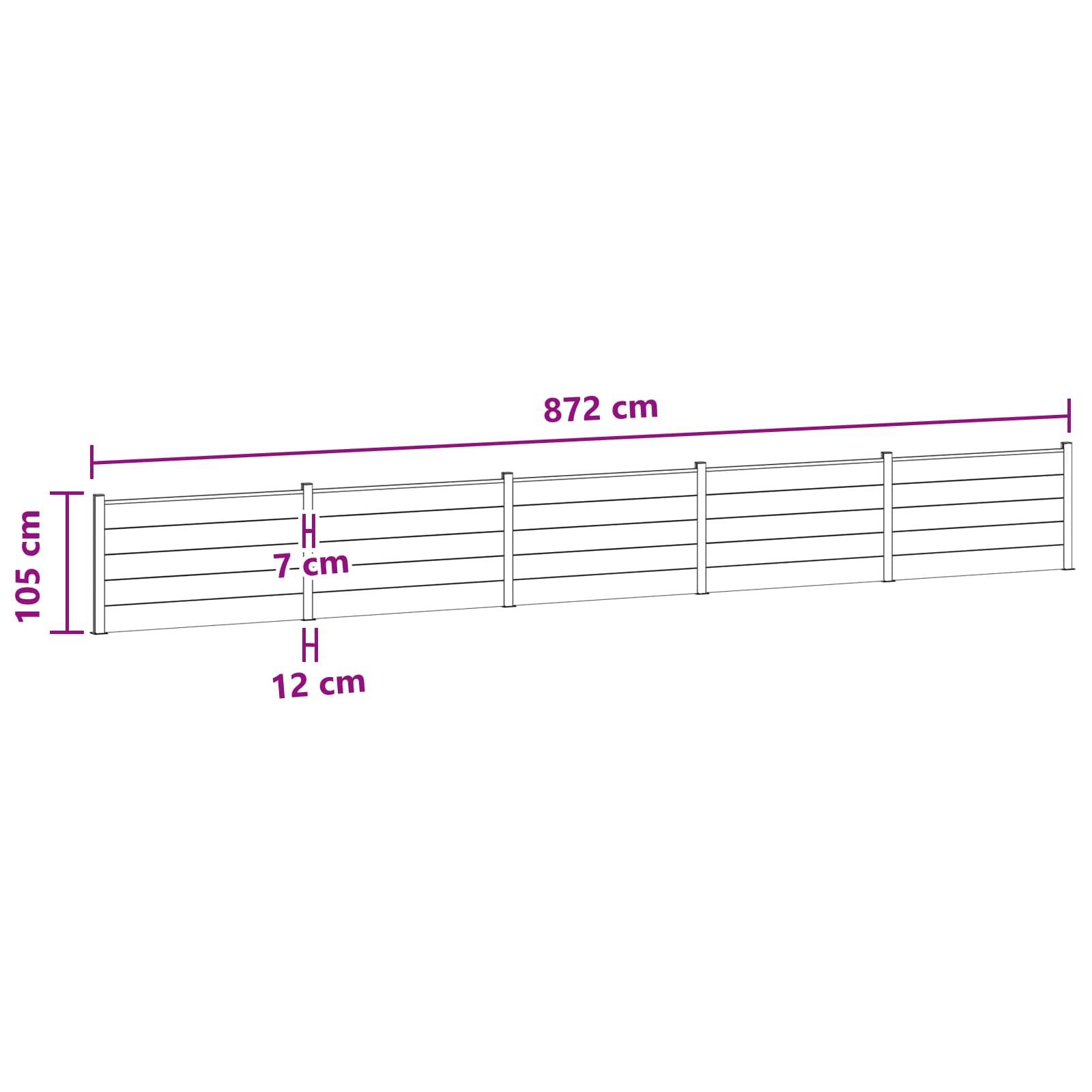 vidaXL Zaunelement 5 pcs WPC und Aluminium Schwarz