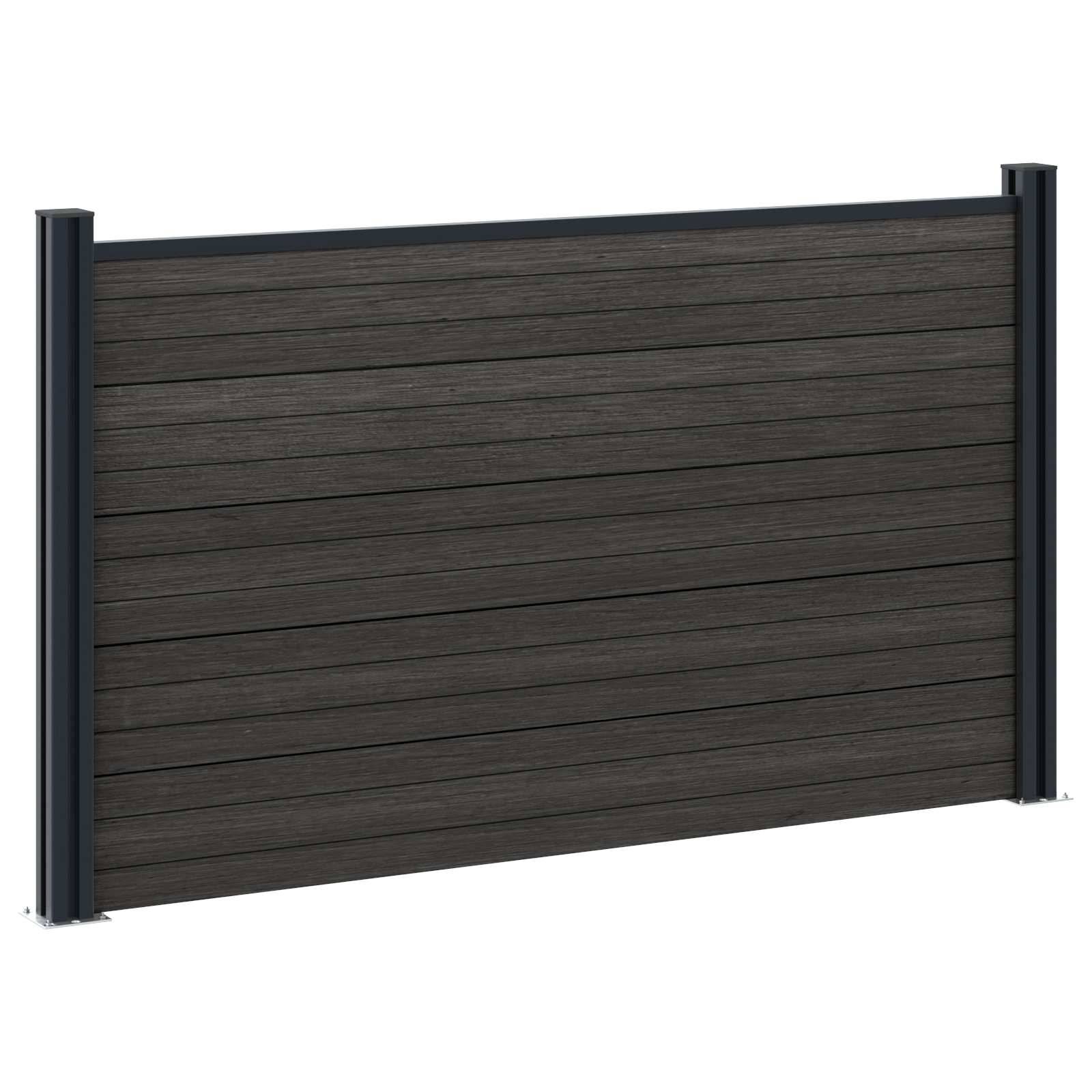 vidaXL Zaunelement WPC und Aluminium Schwarz