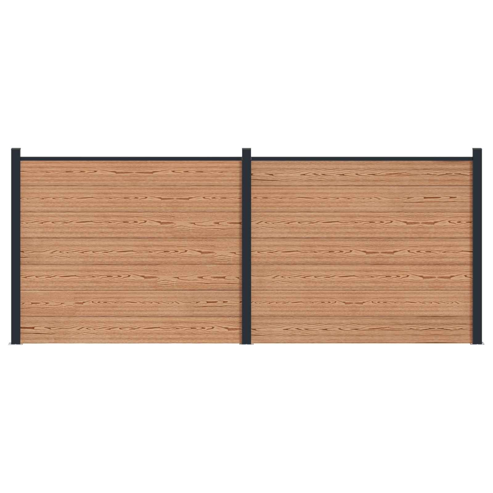 vidaXL Zaunelement 2 pcs WPC und Aluminium Braun