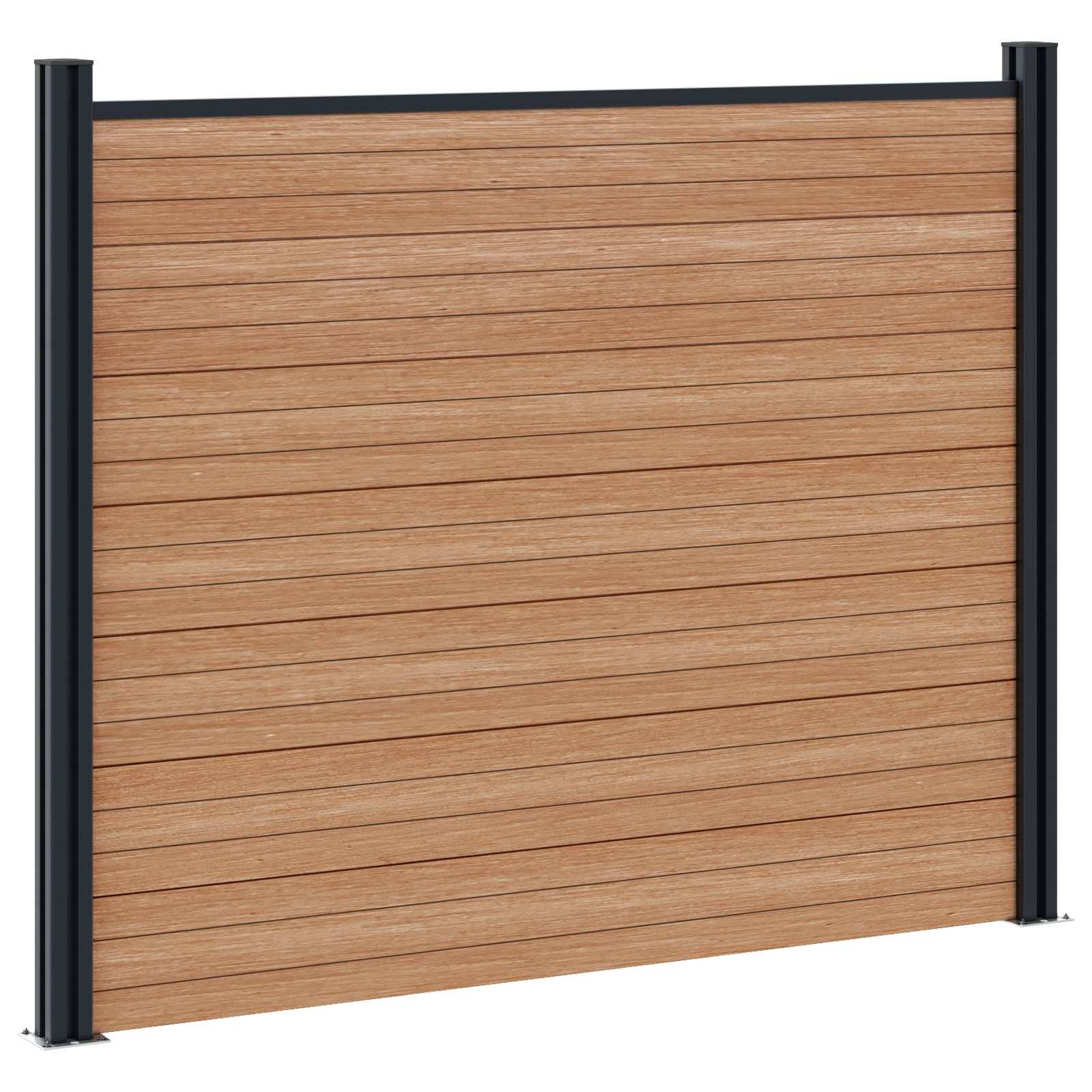 vidaXL Zaunelement 2 pcs WPC und Aluminium Braun