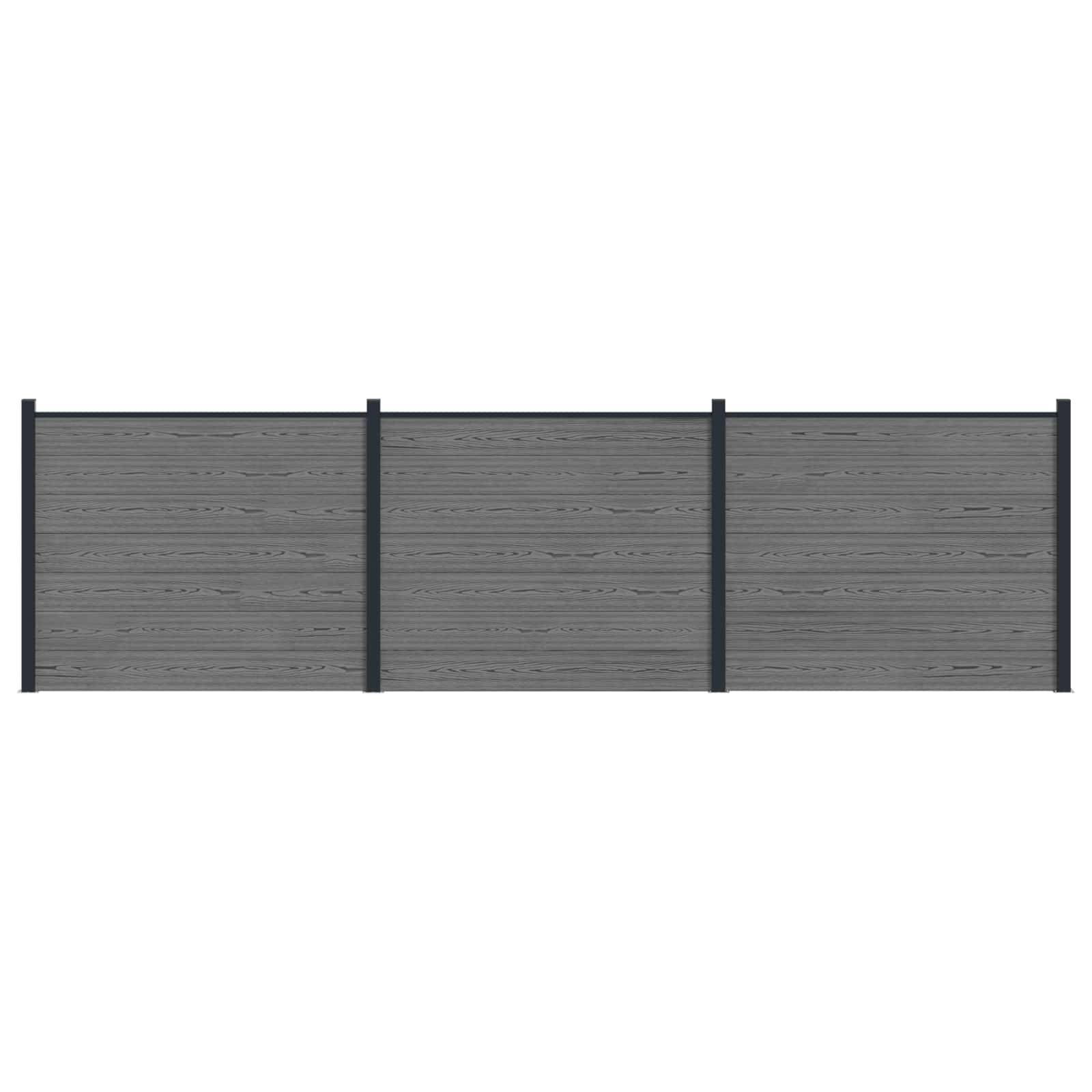 vidaXL Zaunelement 3 pcs WPC und Aluminium Grau