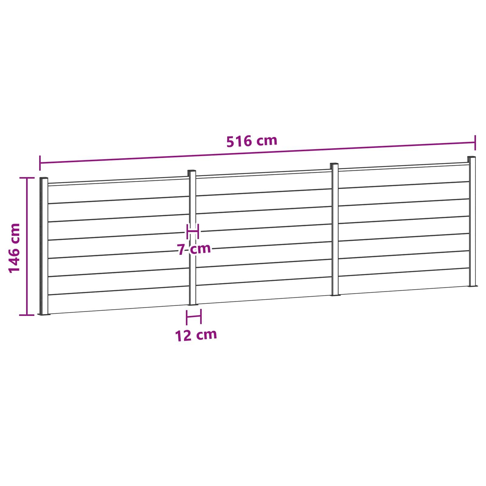 vidaXL Zaunelement 3 pcs WPC und Aluminium Grau