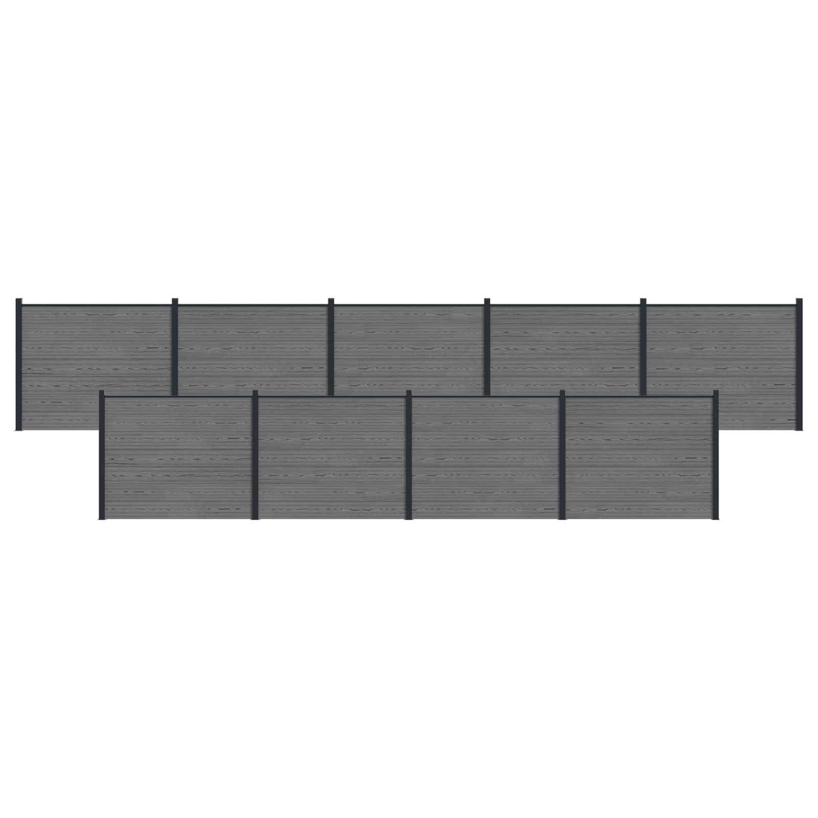 vidaXL Zaunelement 9 pcs WPC und Aluminium Grau