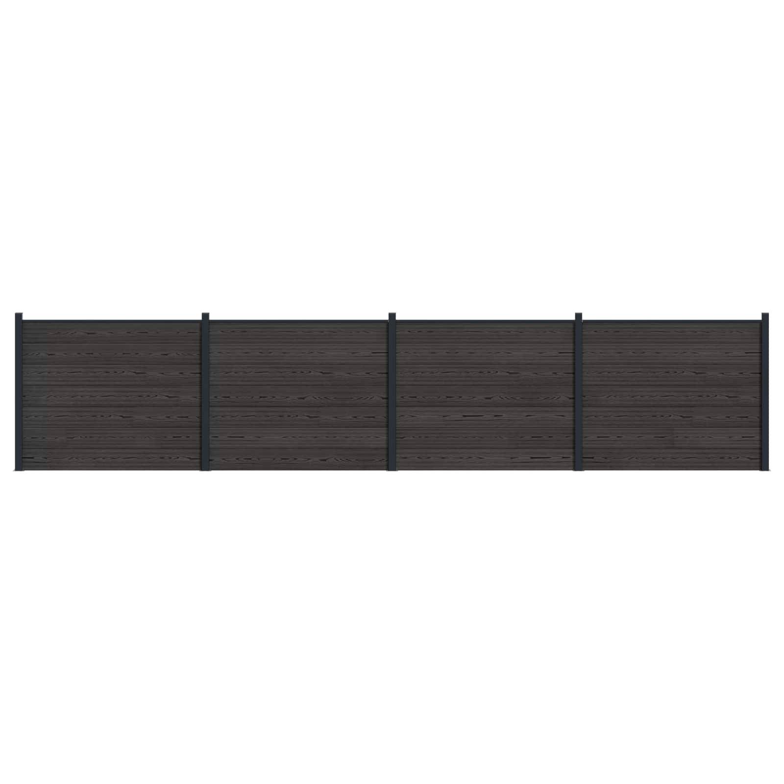 vidaXL Zaunelement 4 pcs WPC und Aluminium Schwarz