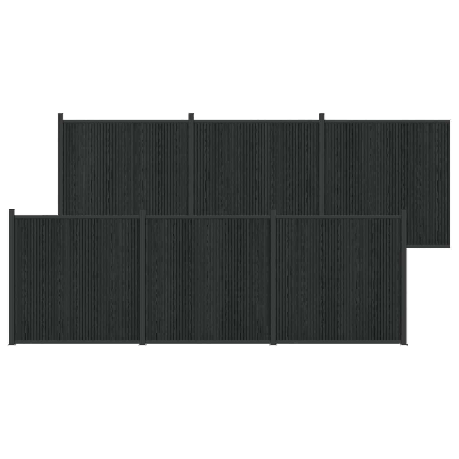 vidaXL Zaunelement 6 pcs WPC und Aluminium Schwarz