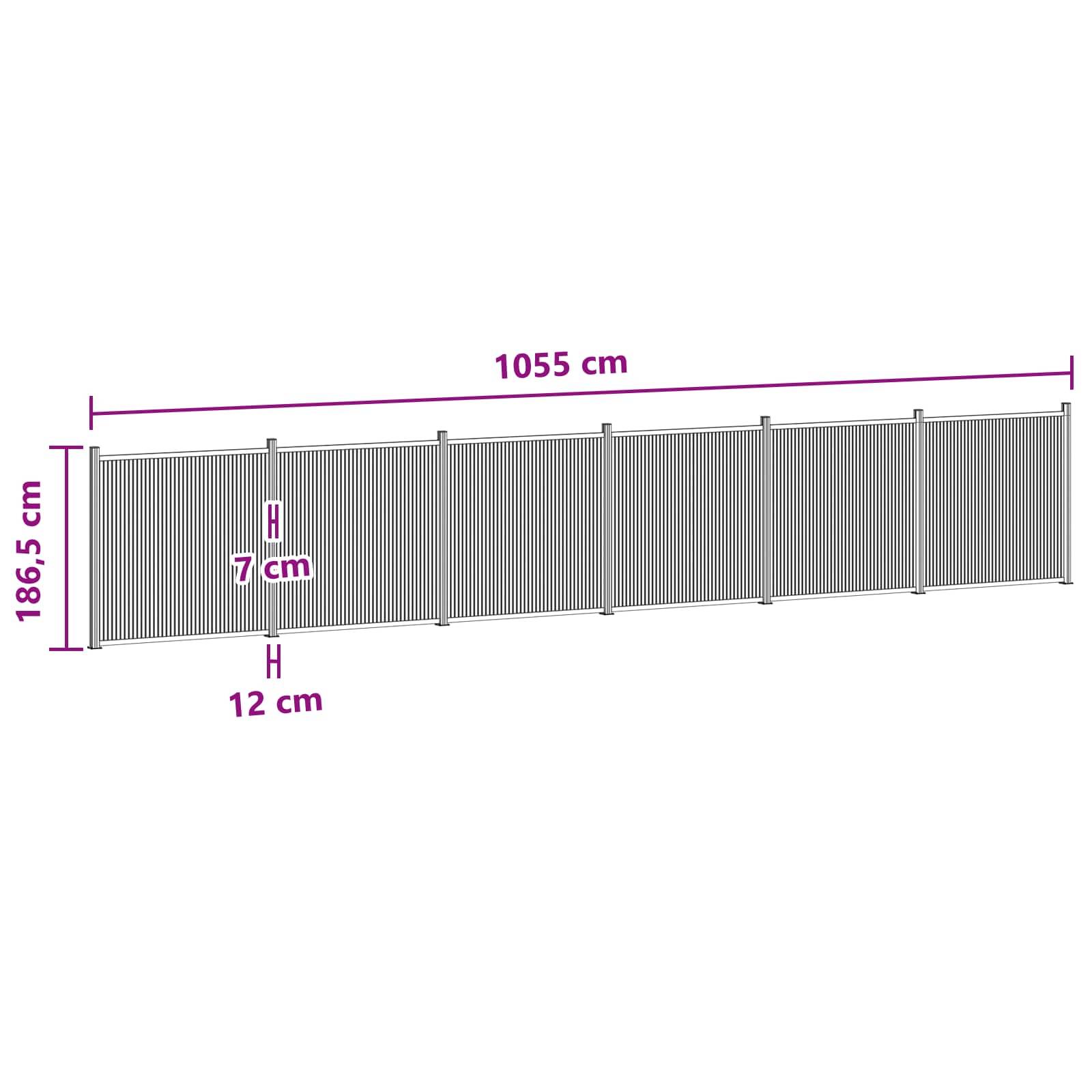 vidaXL Zaunelement 6 pcs WPC und Aluminium Schwarz