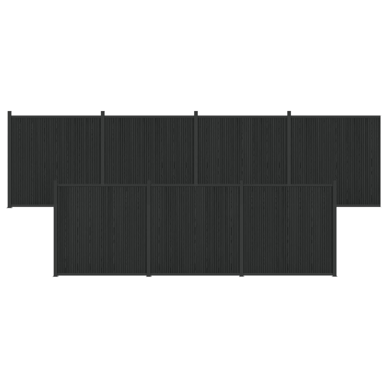 vidaXL Zaunelement 7 pcs WPC und Aluminium Schwarz