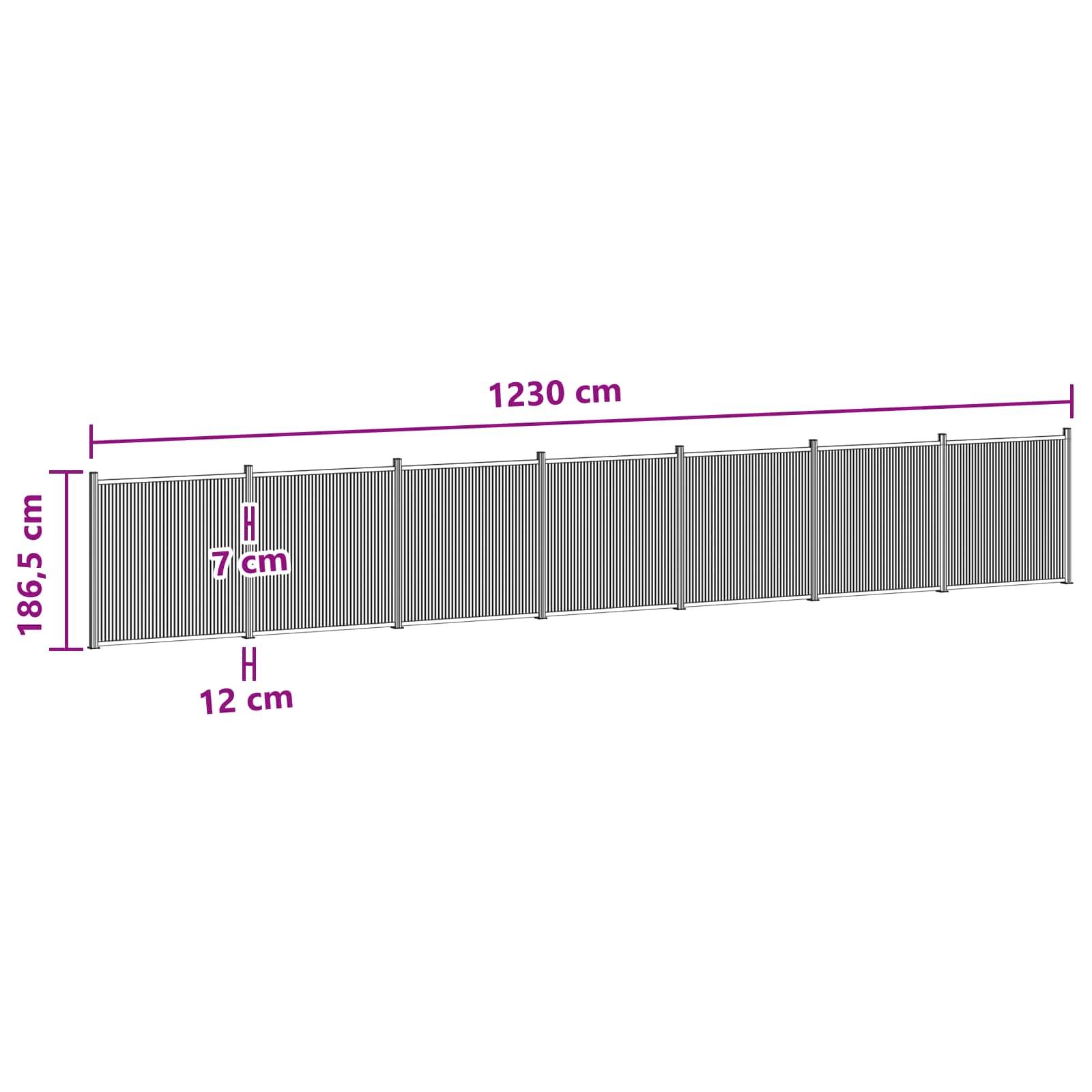 vidaXL Zaunelement 7 pcs WPC und Aluminium Schwarz