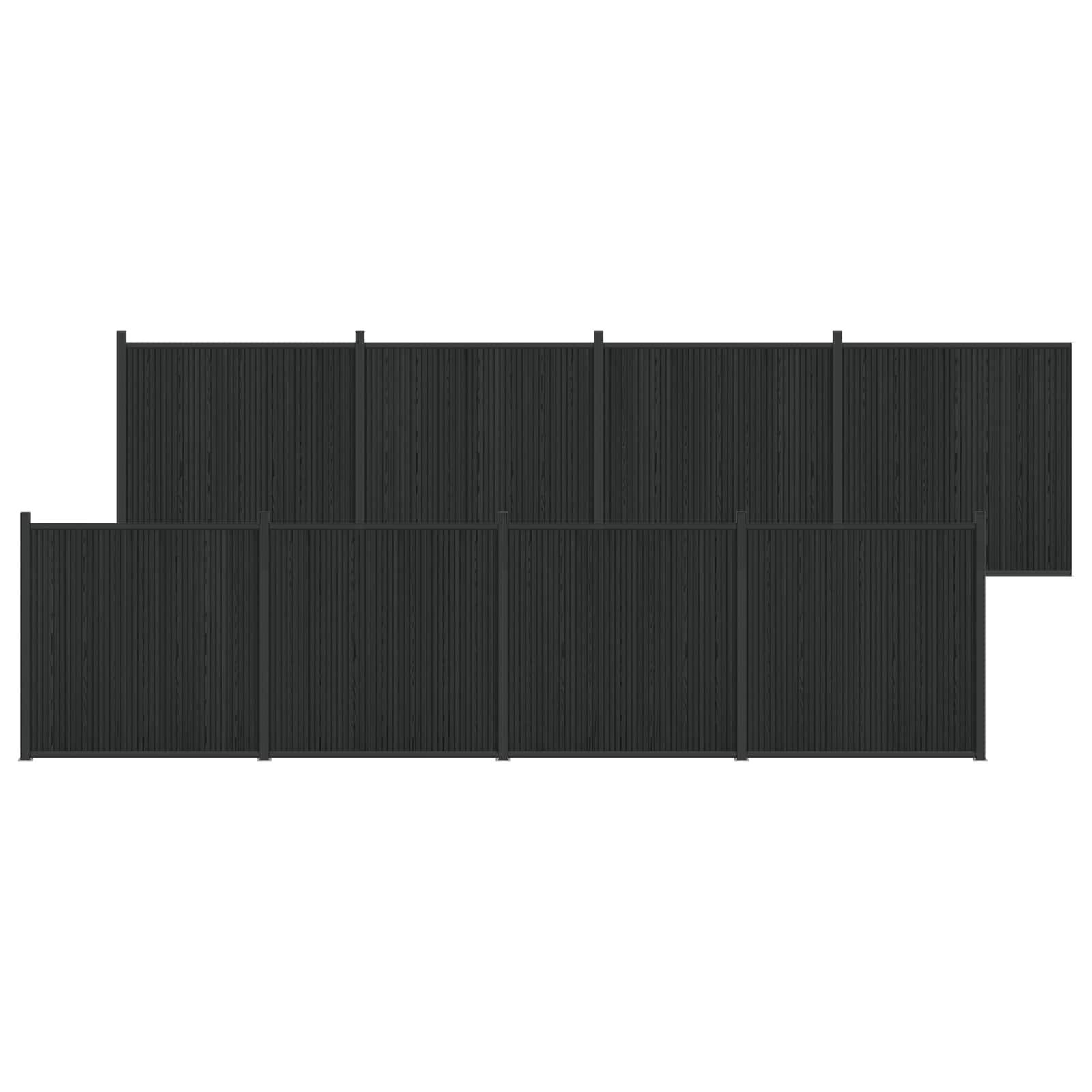 vidaXL Zaunelement 8 pcs WPC und Aluminium Schwarz