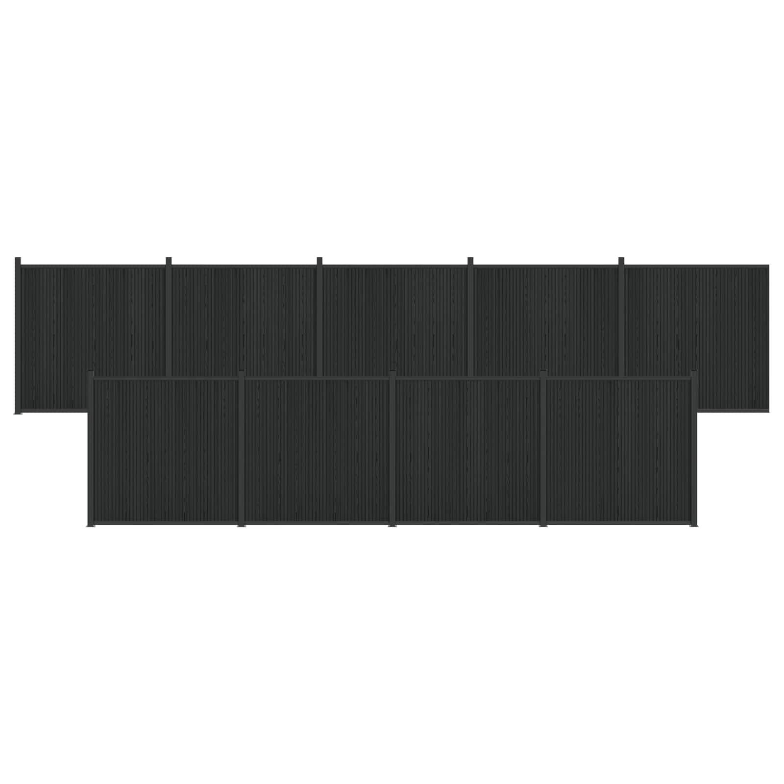 vidaXL Zaunelement 9 pcs WPC und Aluminium Schwarz