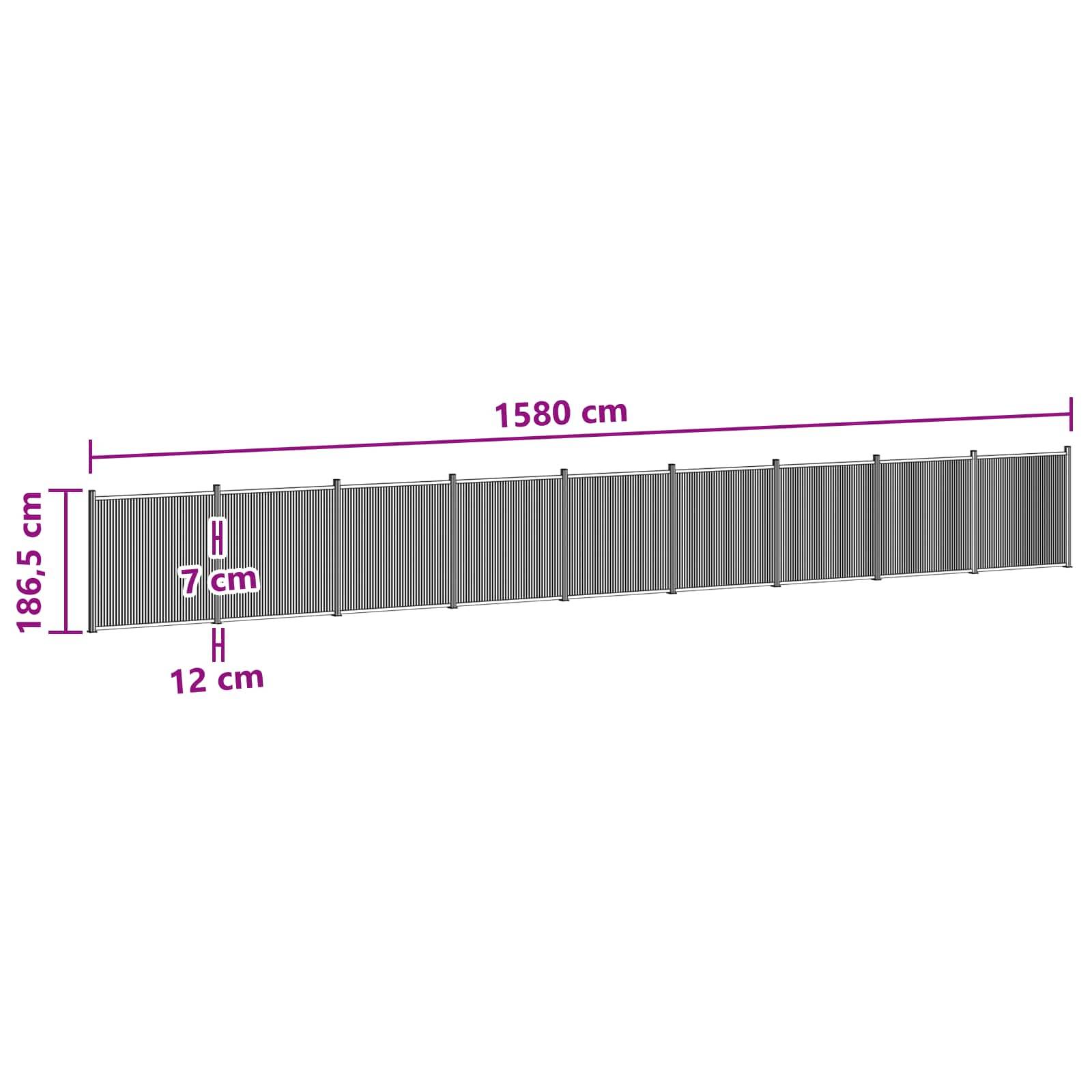 vidaXL Zaunelement 9 pcs WPC und Aluminium Schwarz
