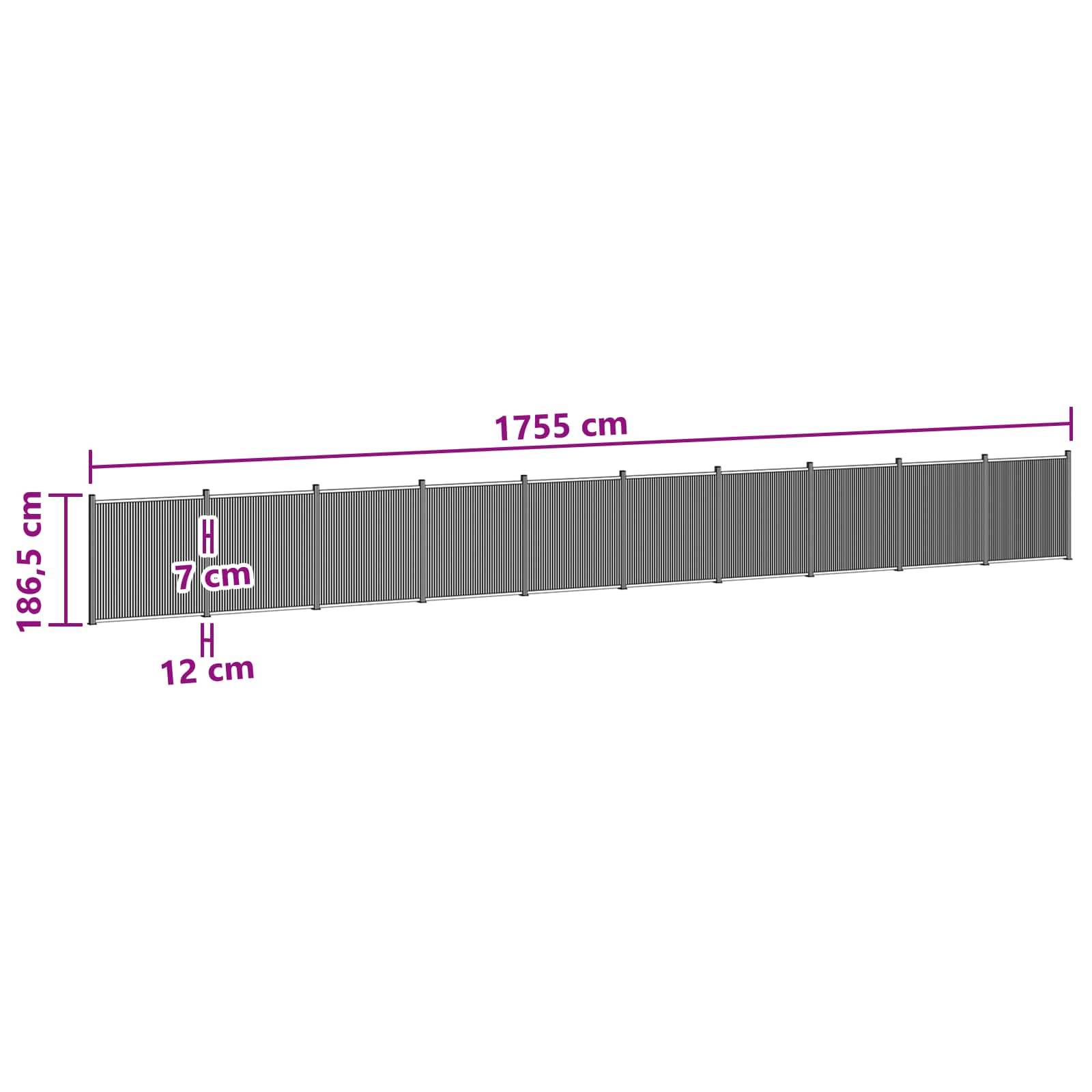 vidaXL Zaunelement 10 pcs WPC und Aluminium Schwarz