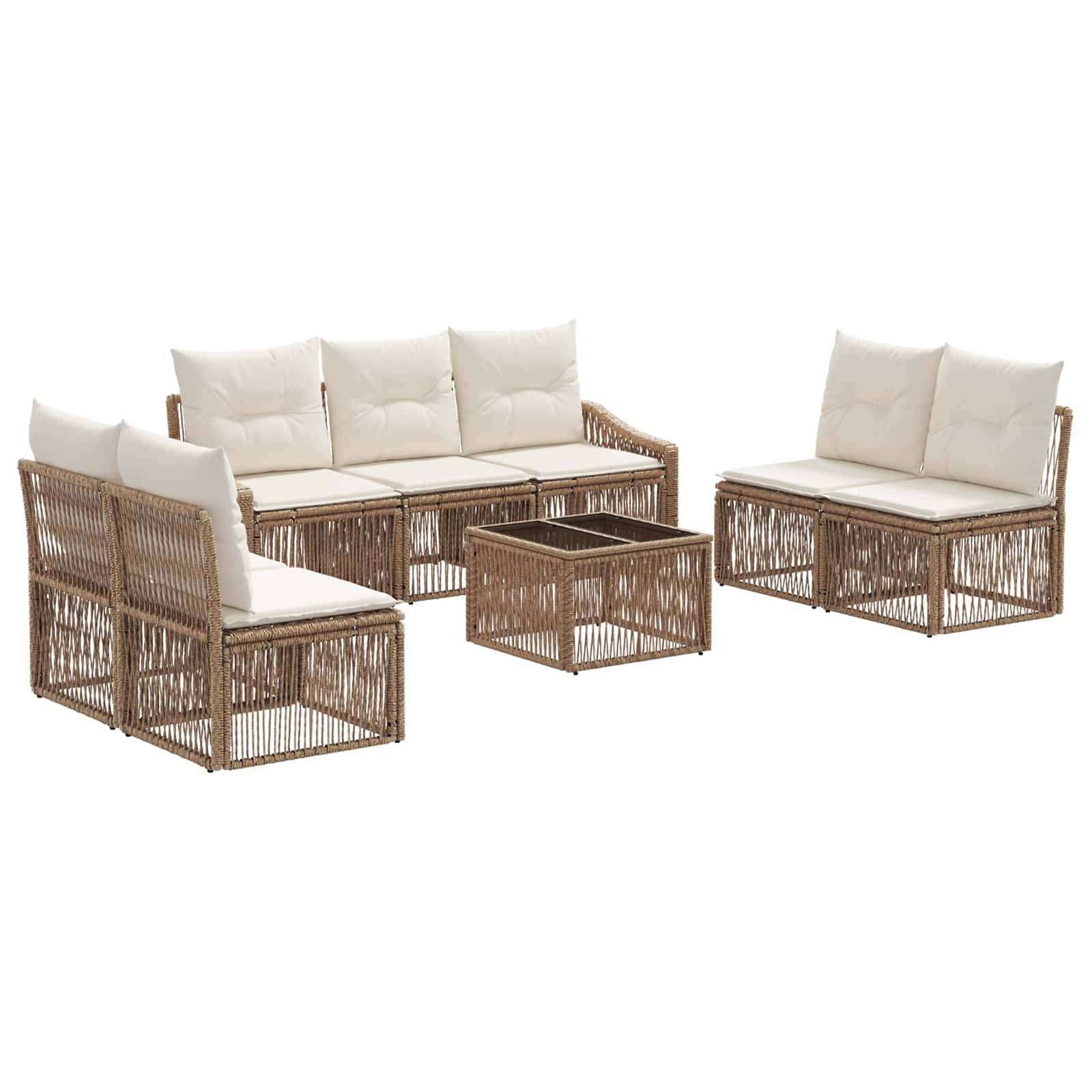 vidaXL Gartensofa-set 8 pcs Beige Poly-Rattan