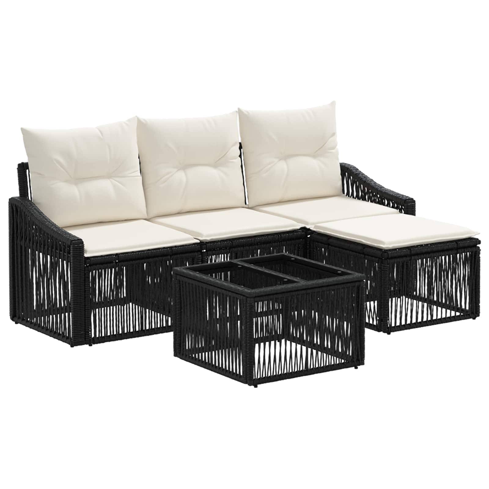 vidaXL Gartensofa-set 5 pcs Schwarz Poly-Rattan