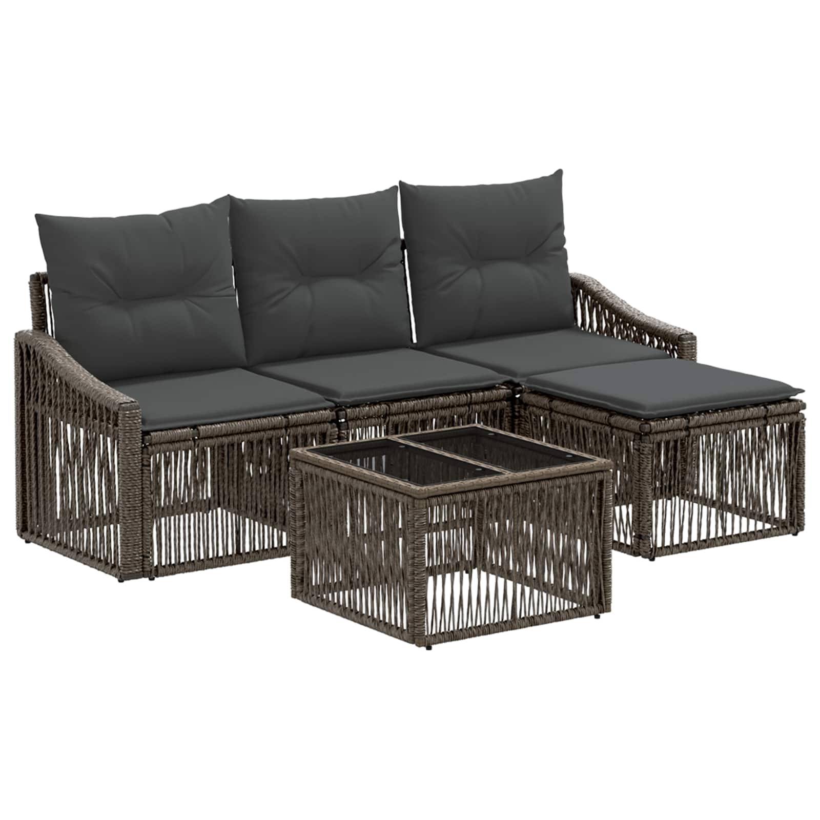 vidaXL Gartensofa-set 5 pcs Grau Poly-Rattan