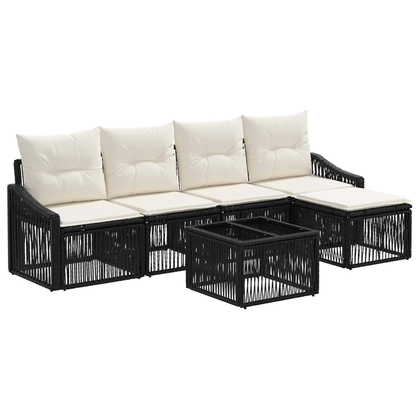 vidaXL Gartensofa-set 6 pcs Schwarz Poly-Rattan