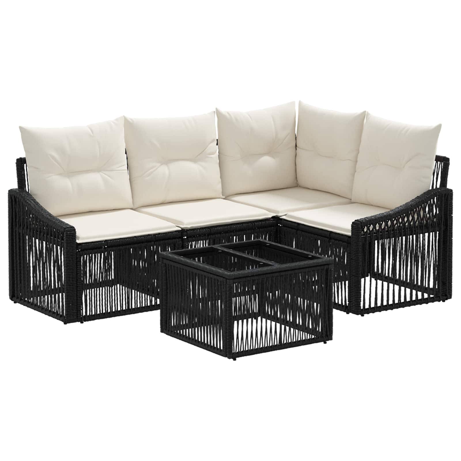 vidaXL Gartensofa-set 5 pcs Schwarz Poly-Rattan