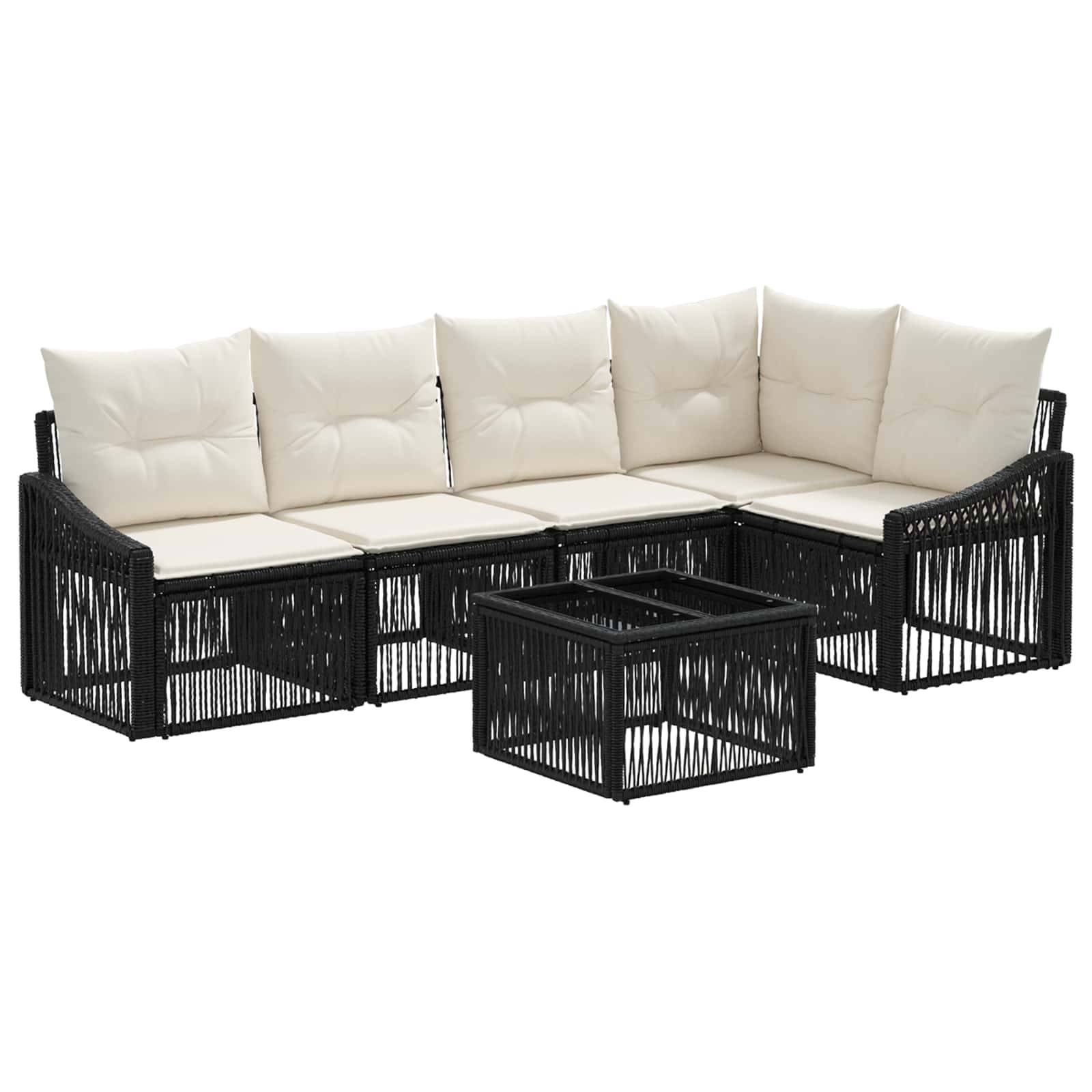 vidaXL Gartensofa-set 6 pcs Schwarz Poly-Rattan