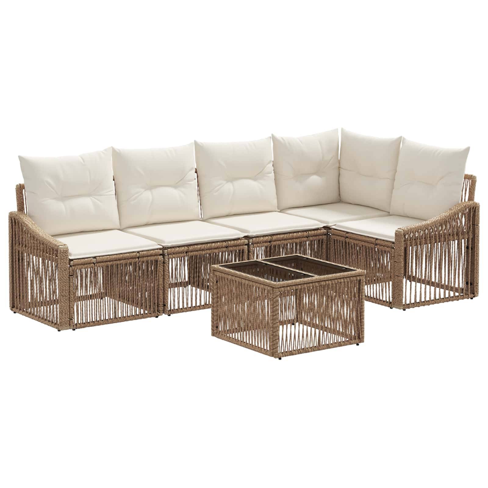 vidaXL Gartensofa-set 6 pcs Beige Poly-Rattan