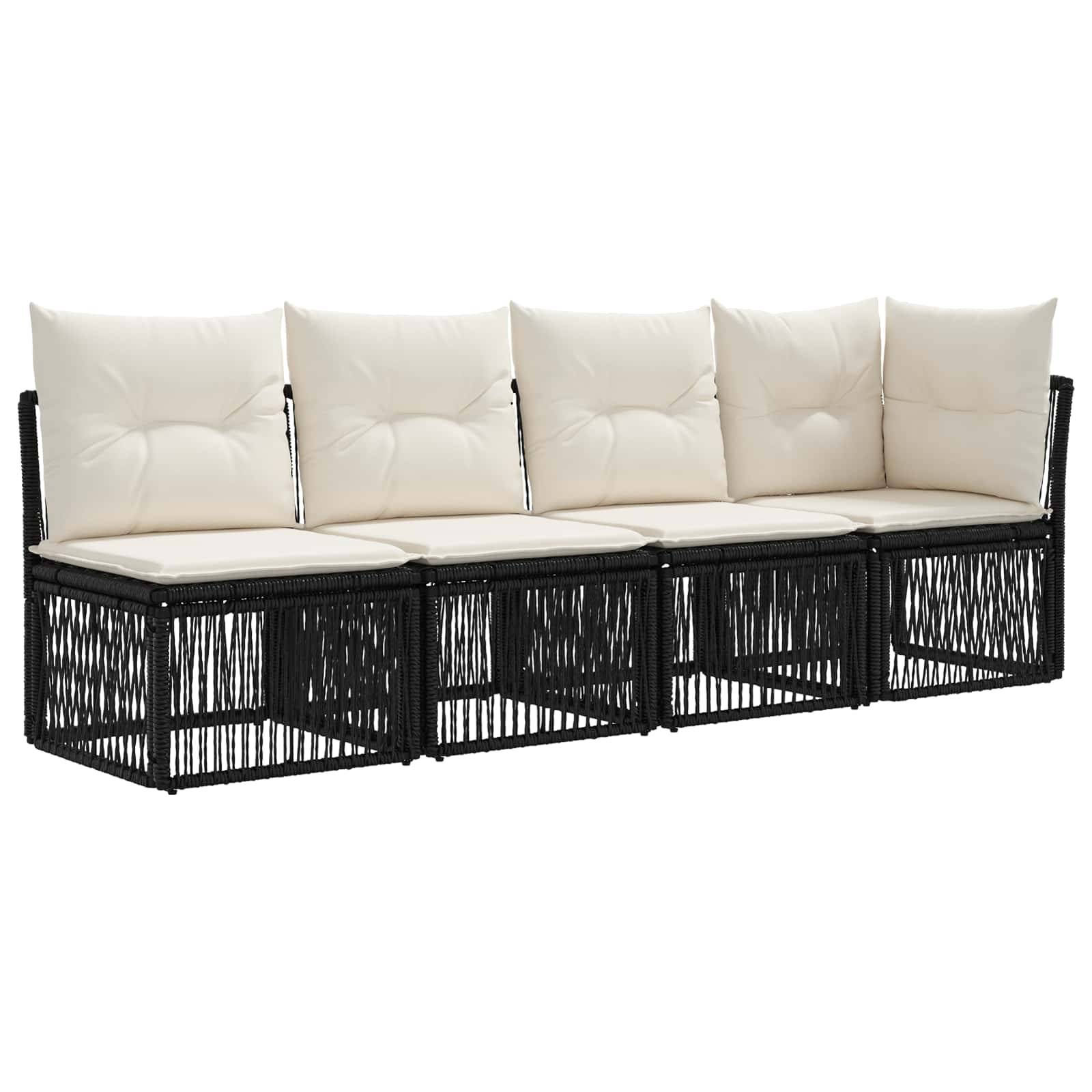 vidaXL Gartensofa-set 13 pcs Schwarz und Cremeweiß Poly-Rattan