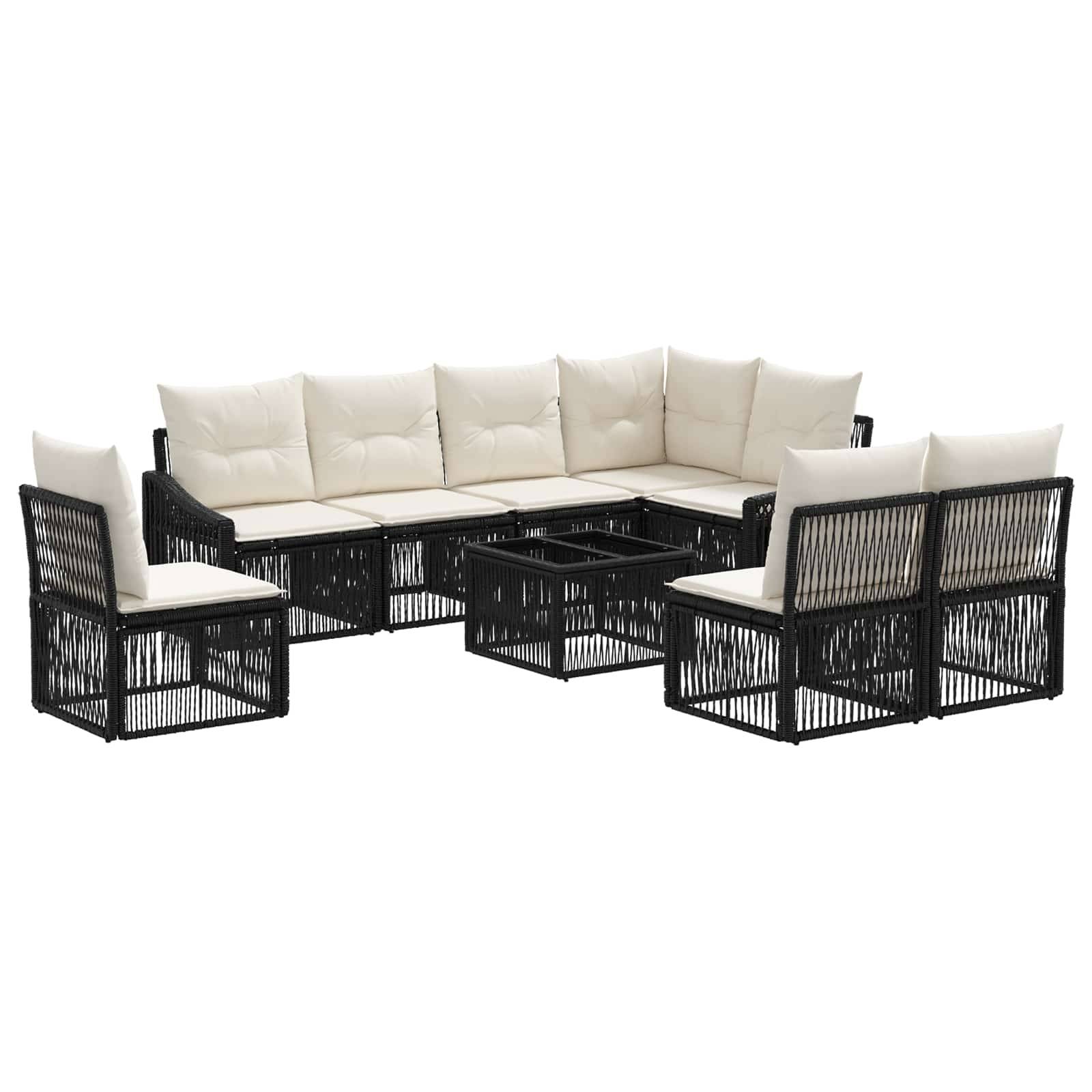 vidaXL Gartensofa-set 9 pcs Schwarz Poly-Rattan