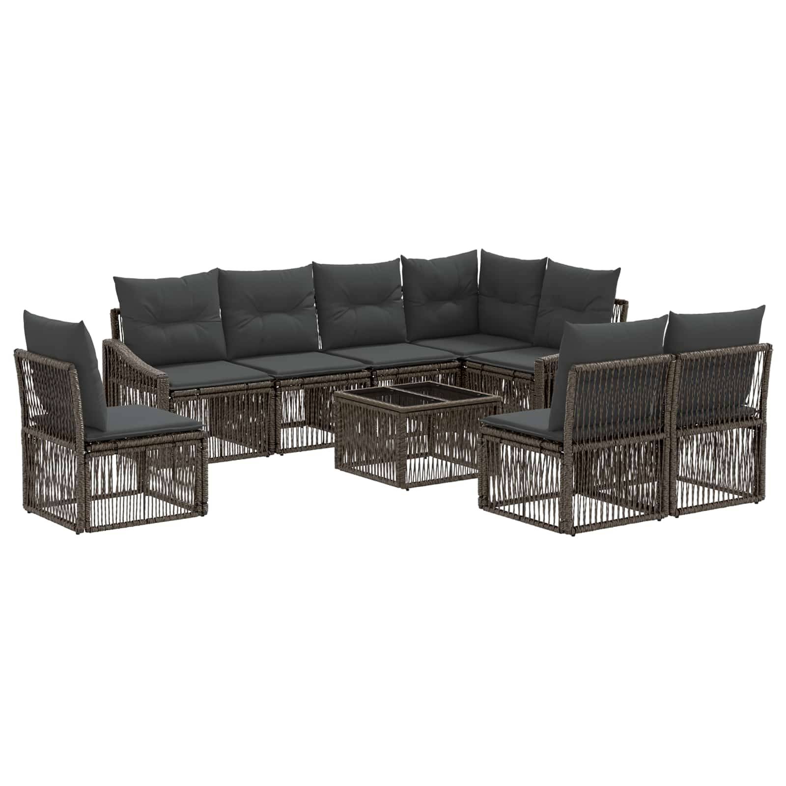 vidaXL Gartensofa-set 9 pcs Grau Poly-Rattan