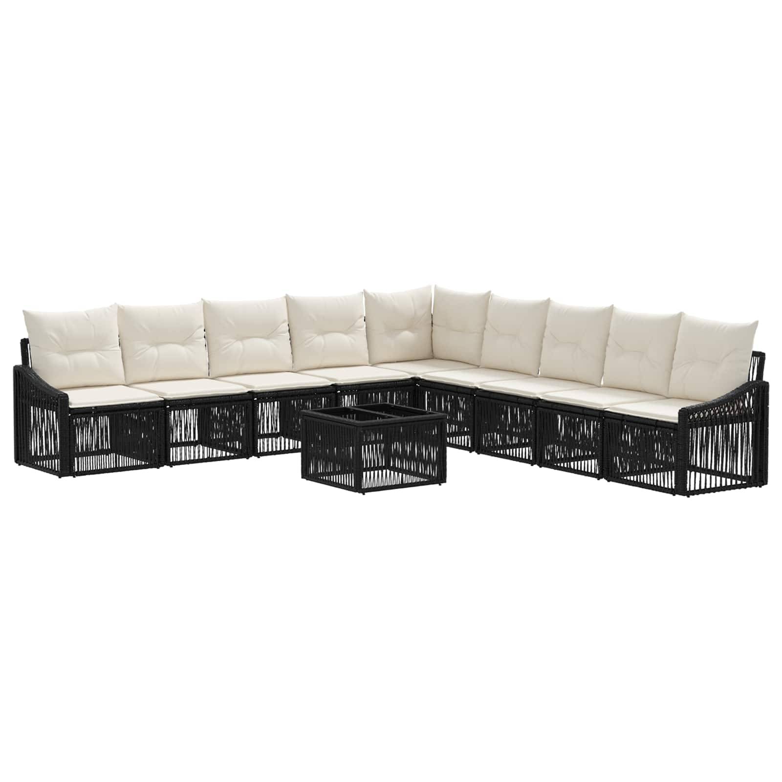 vidaXL Gartensofa-set 10 pcs Schwarz Poly-Rattan